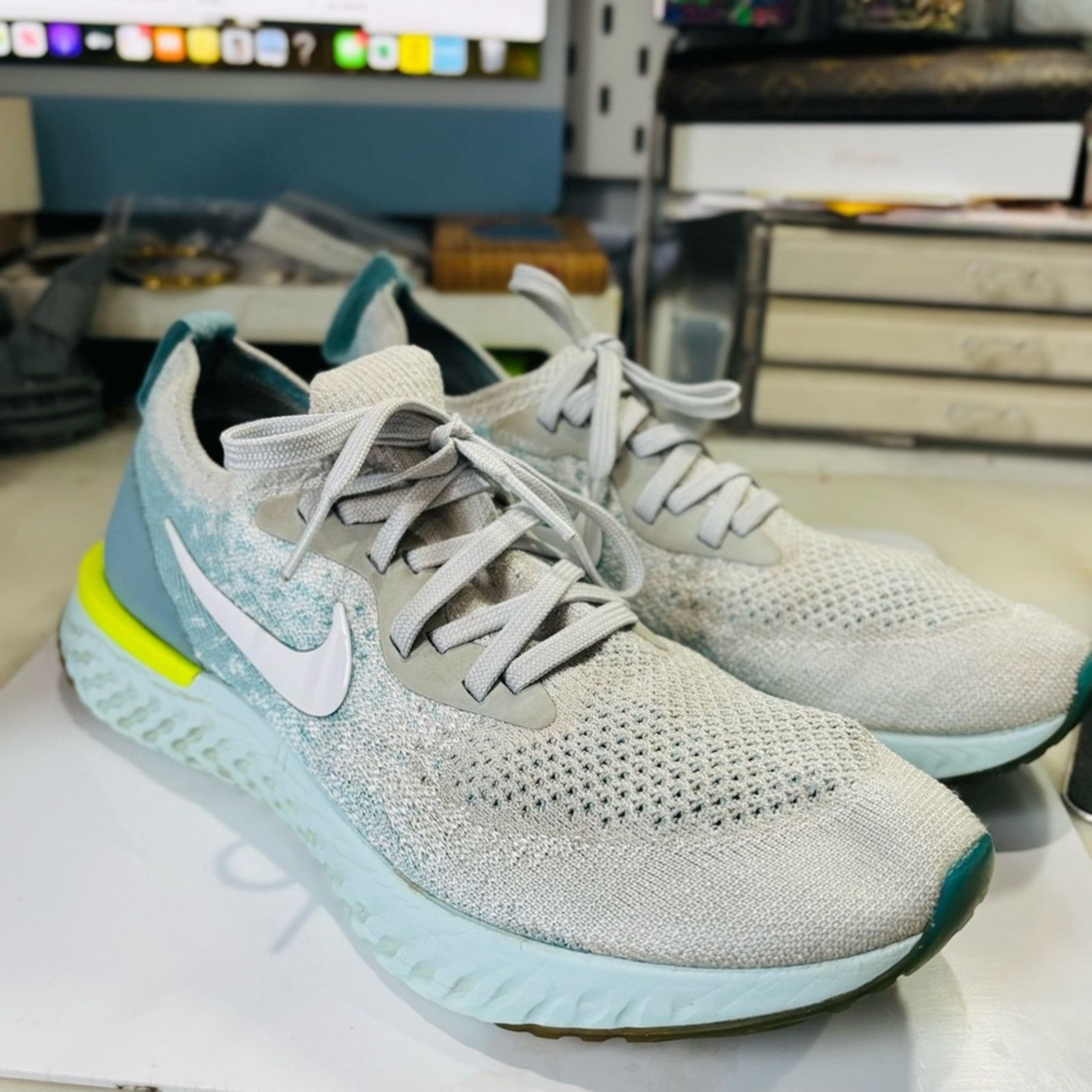 Nike NIKE React Flyknit Sneakers Running Shoes Mica Blue Size US 8 / IT 38 - 5 Thumbnail