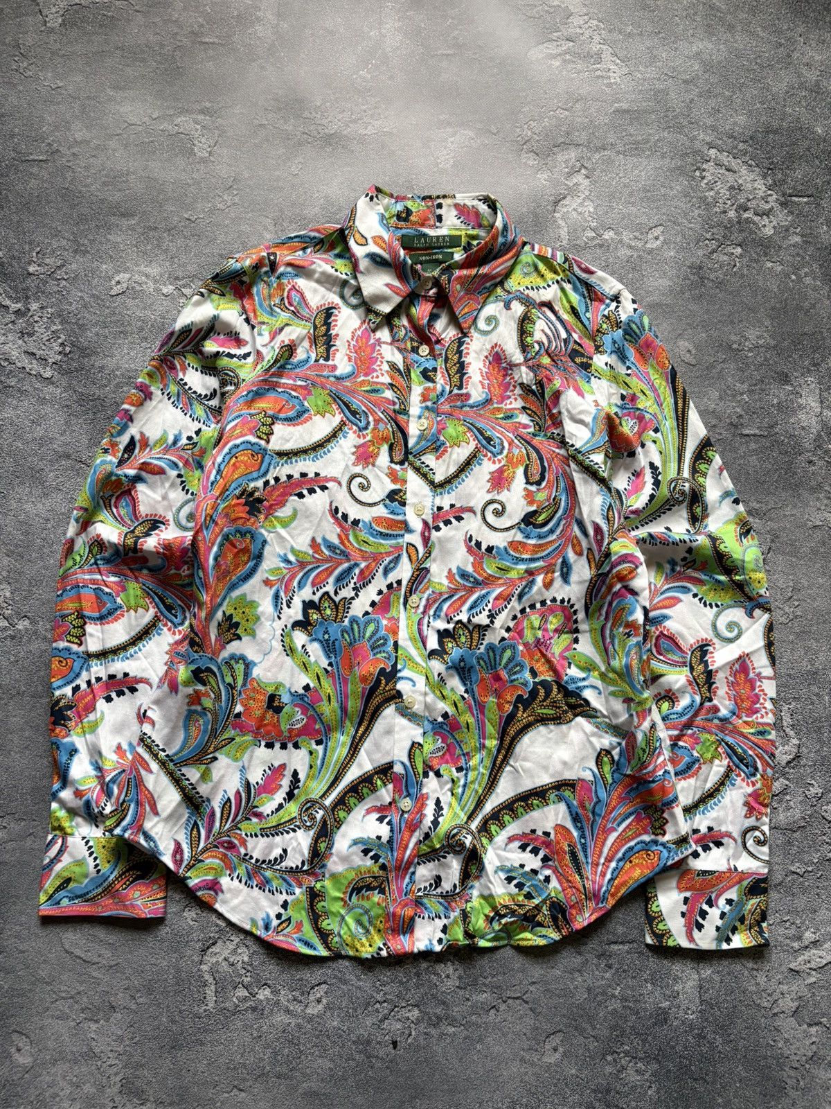 Polo Ralph Lauren Vintage Ralph Lauren Abstract Paisley Print Non-Iron Shirt Size M / US 6-8 / IT 42-44 - 2 Thumbnail