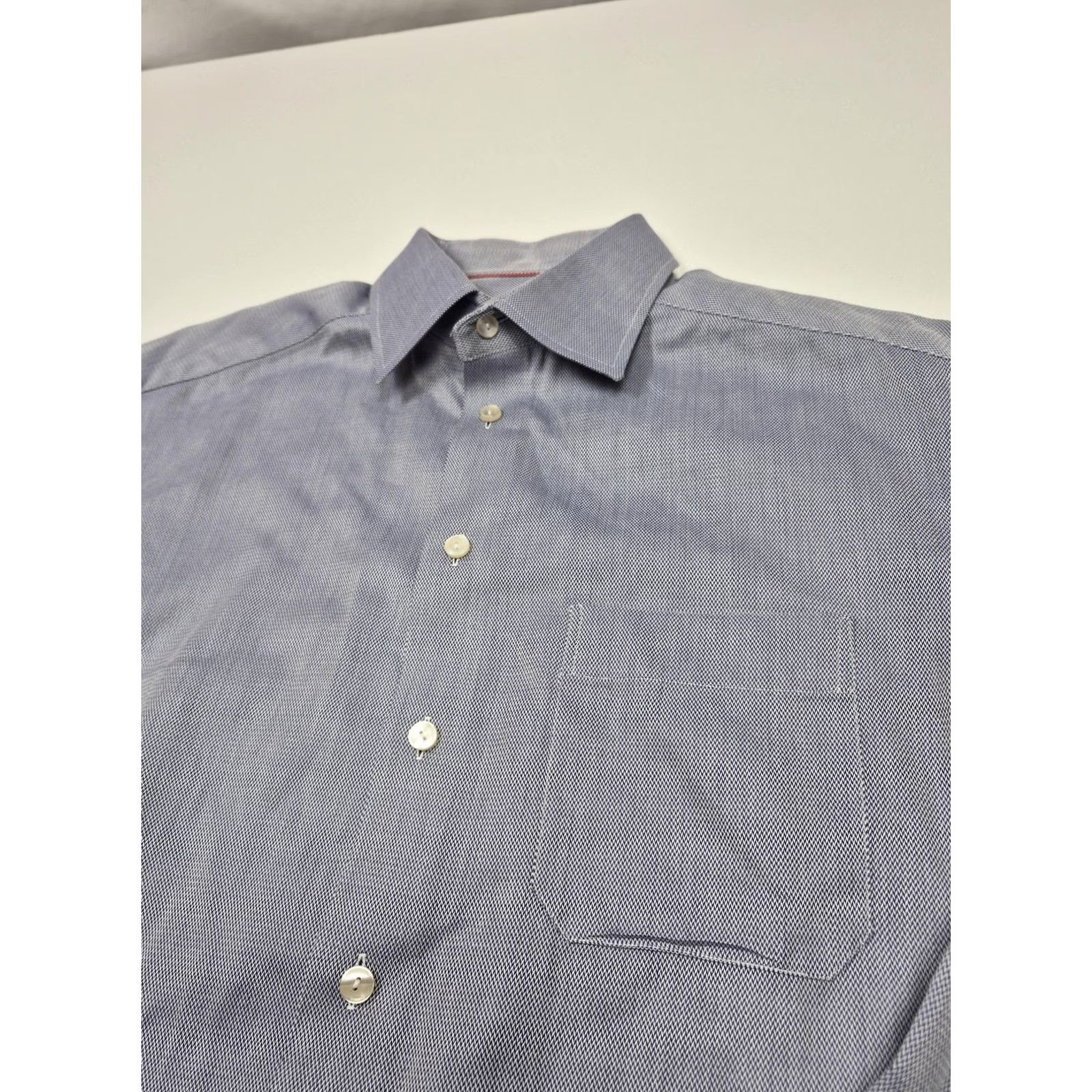Eton Eton Dress Shirt Mens 16.5 34/35 Blue Herringbone Point Collar Classic Fit Shirt Mens Blue Herringbone Dress Shirt 16.5 34/35 Easy Care"} Size 46R - 2 Thumbnail