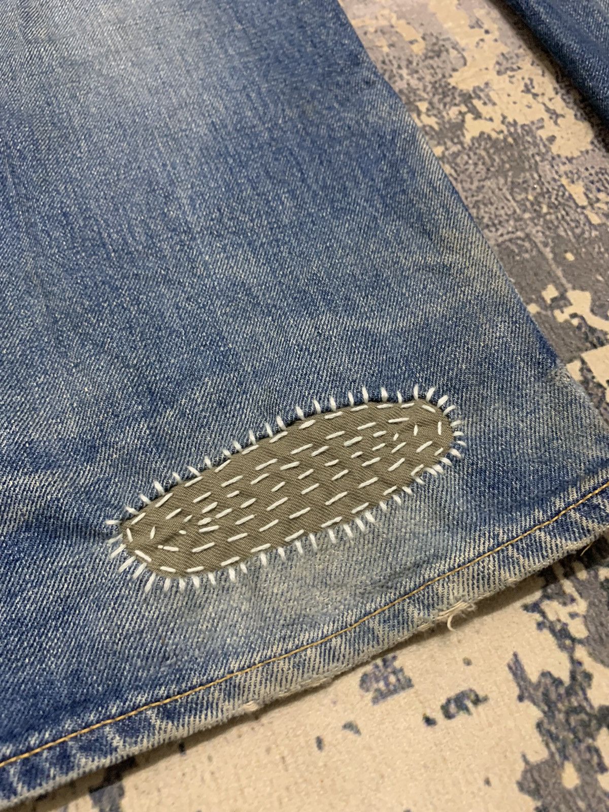 Japanese Brand Japanese Blue Work Custom Sashiko Boro Selvedge Denim Size US 35 - 16 Thumbnail
