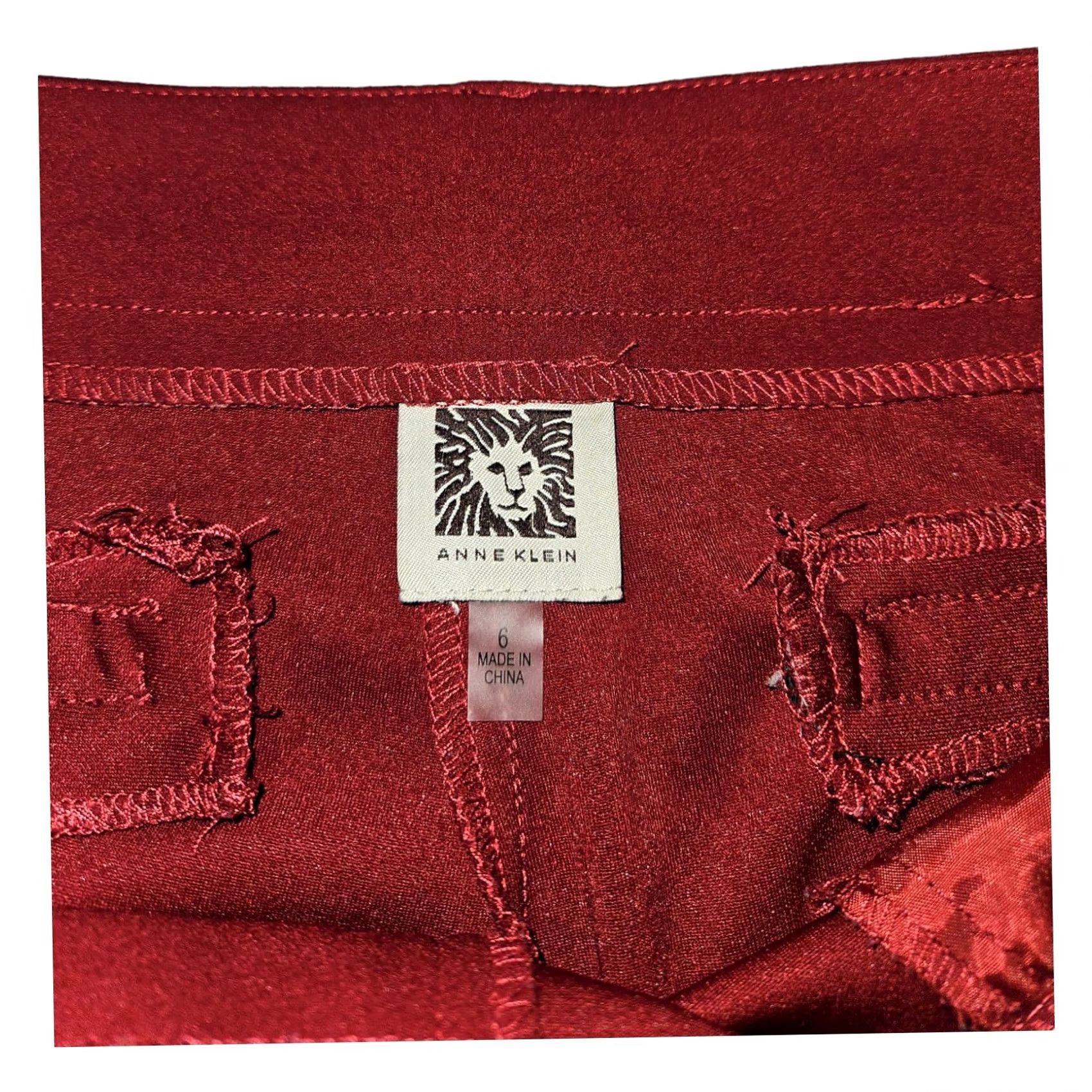 Anne Klein Anne Klein Pants Women Size 6 Red Flat Front Mid Rise Stretch Straight Leg Dress Pants Mens? Size 28" / US 6 / IT 42 - 2 Thumbnail