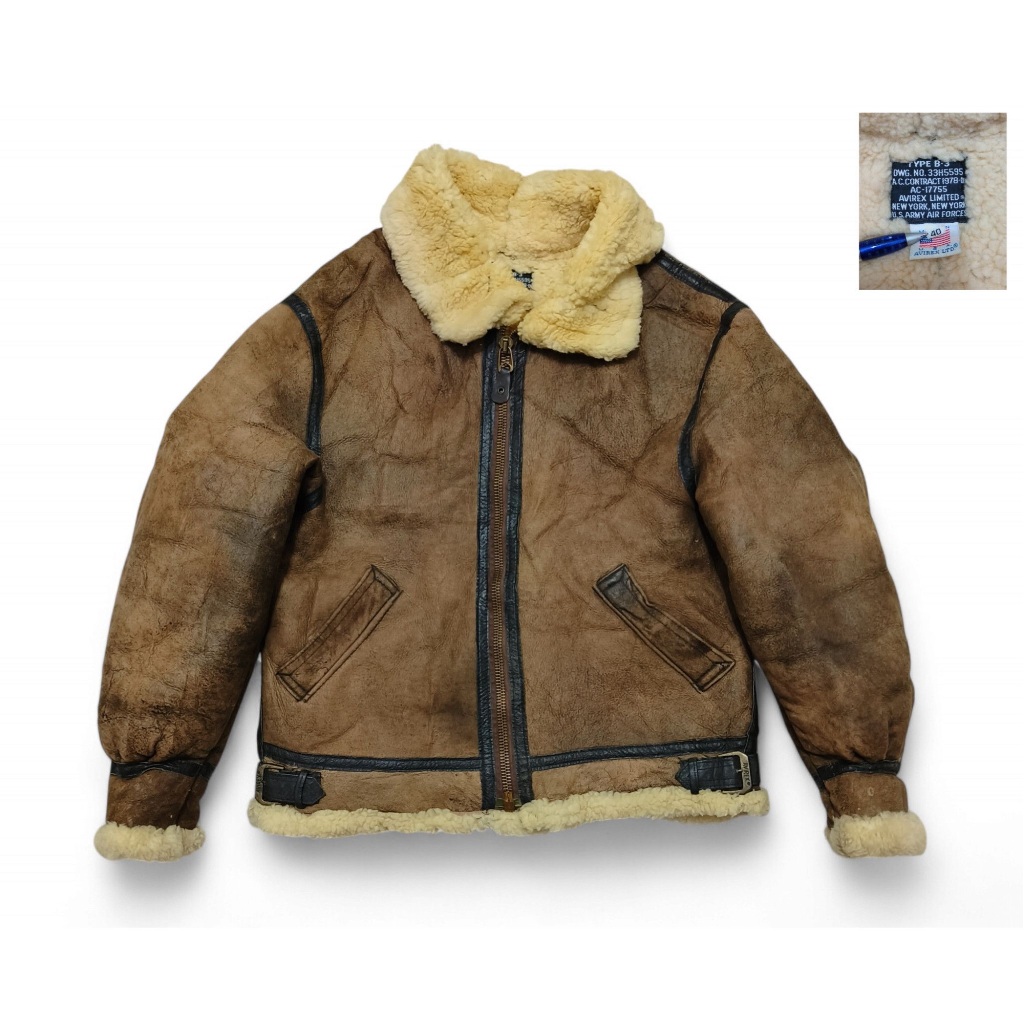 Avirex Vintage 80s Avirex Limited USA B-3 Shearling Leather Jacket Size US M / EU 48-50 / 2 - 1 Thumbnail
