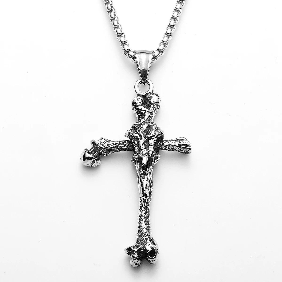 Jewelry Crow Bone Cross Men Necklace Size ONE SIZE - 3 Thumbnail