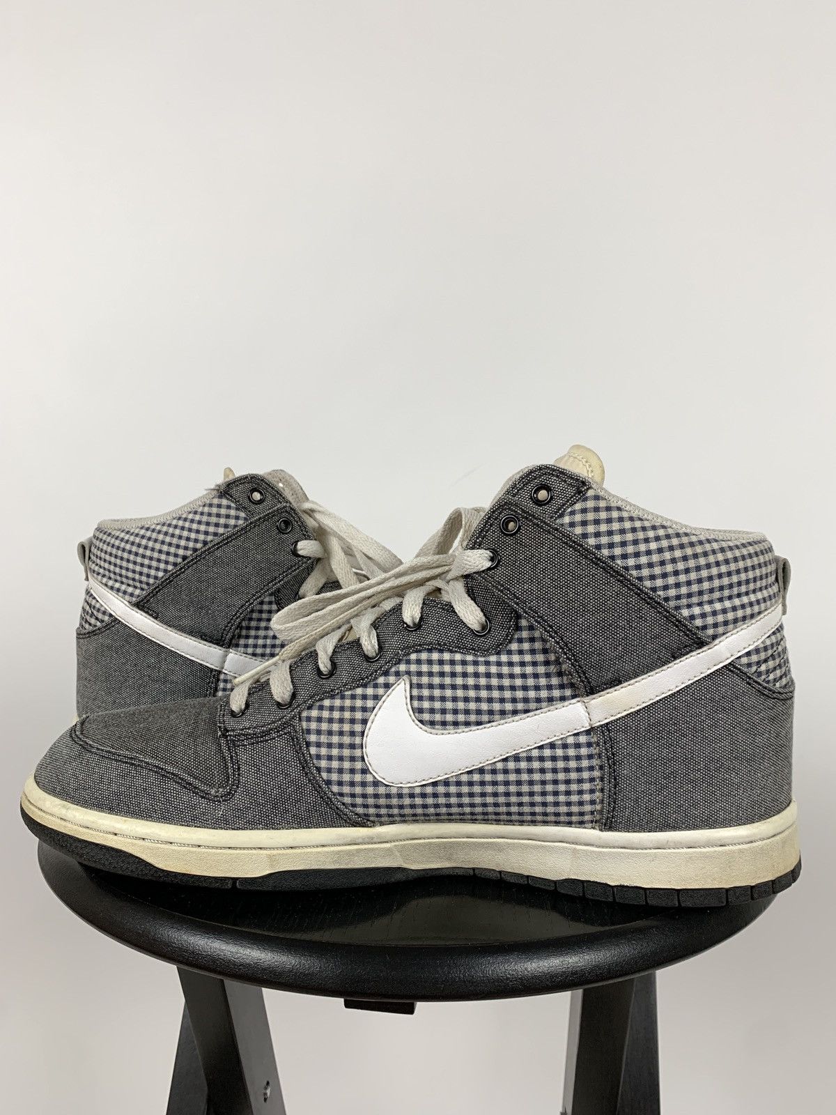 Nike Rare Nike High Dunk Checkered Denim Sneakers Size US 11 / EU 44 - 4 Thumbnail