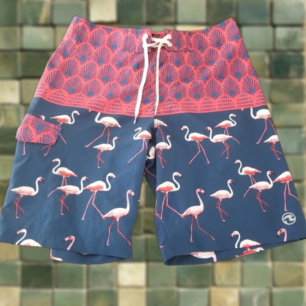 Vintage Ocean Current Swim Trunks Mens 32 Flamingo Surf Bathing Suit Board Shorts Size US 32 / EU 48 - 1 Thumbnail