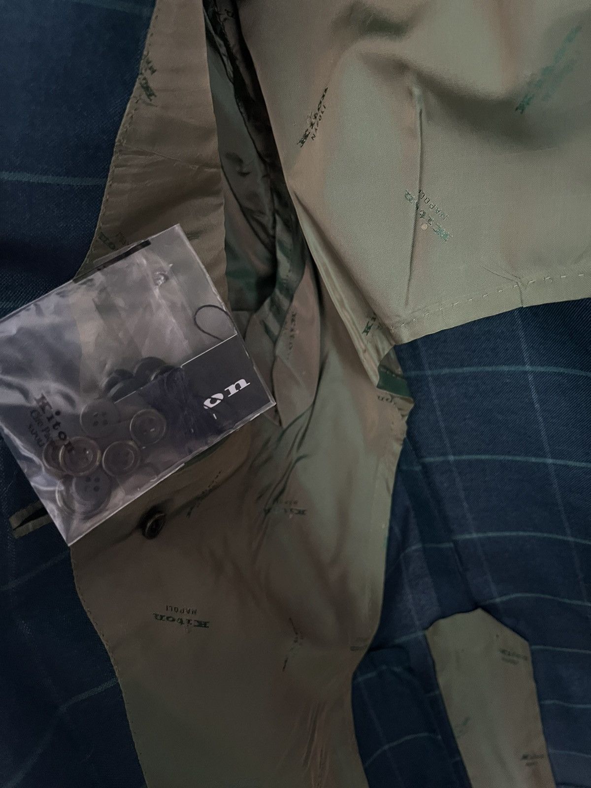 Barneys New York × Kiton Kiton Men Size 38R US 48 IT Green Windowpane Blazer NWT Size 38R - 5 Thumbnail