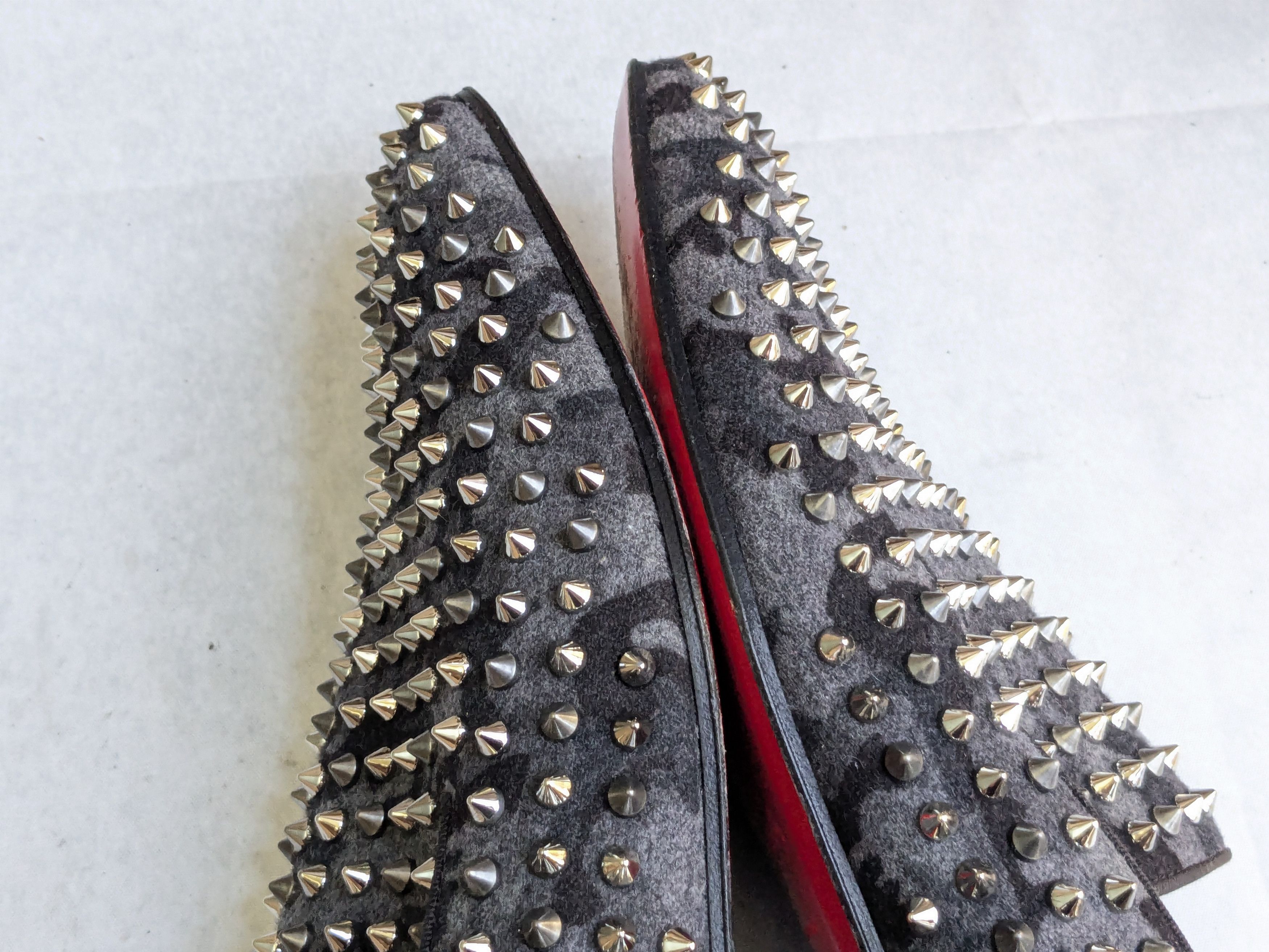 Christian Louboutin Christian Louboutin Spike Loafers Black Gray 13 46 Wool Size US 13 / EU 46 - 5 Thumbnail