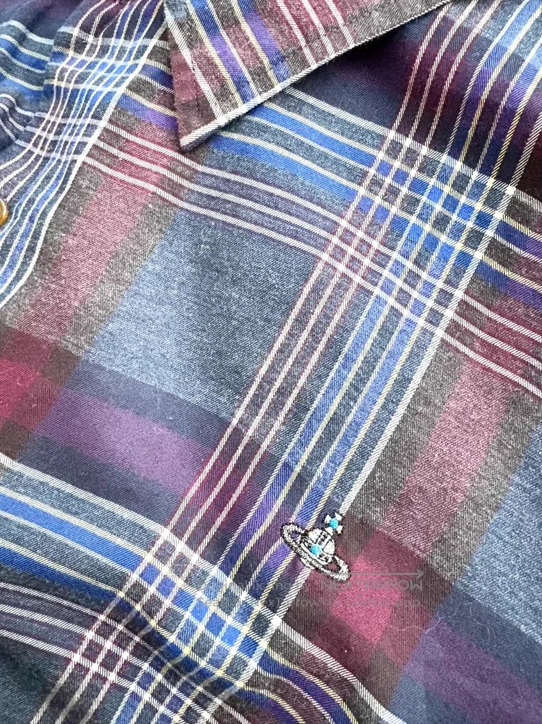 Vivienne Westwood Vivienne Westwood Gray-Blue Plaid Asymmetrical Collar Shir Size M / US 6-8 / IT 42-44 - 6 Thumbnail