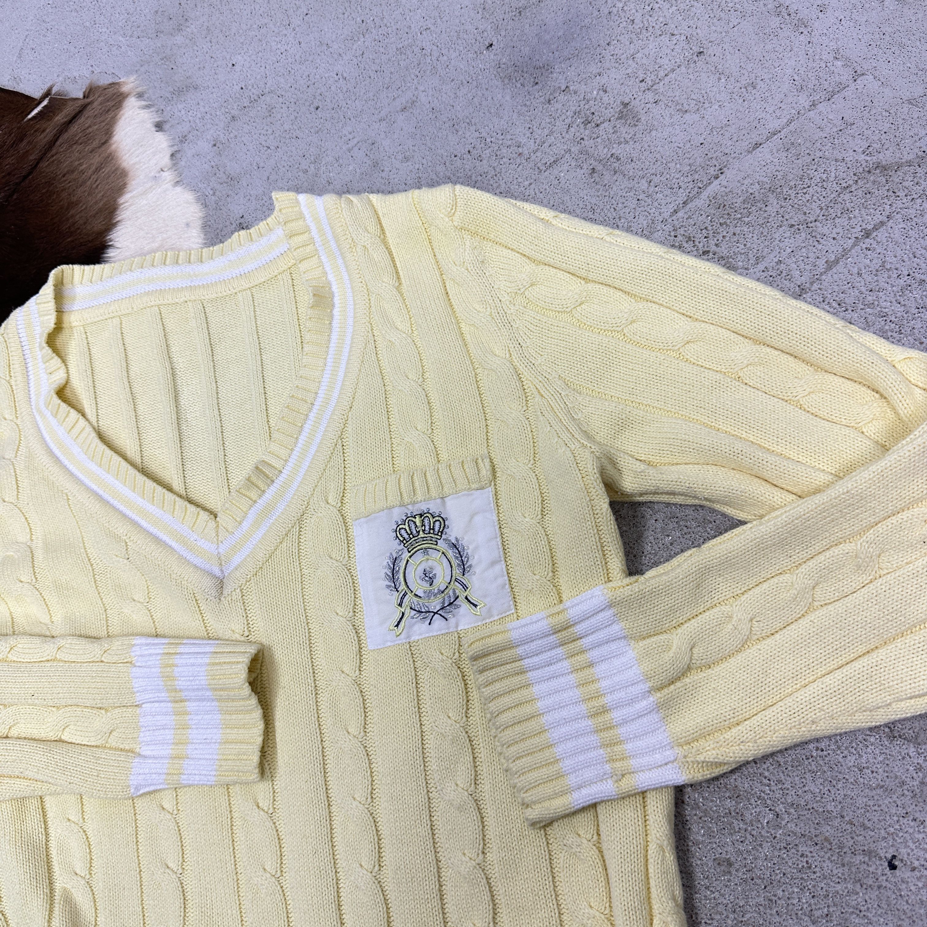 Vintage Vintage Butter Yellow Pleated Preppy Sweatshirt 00s Size L / US 10 / IT 46 - 4 Thumbnail