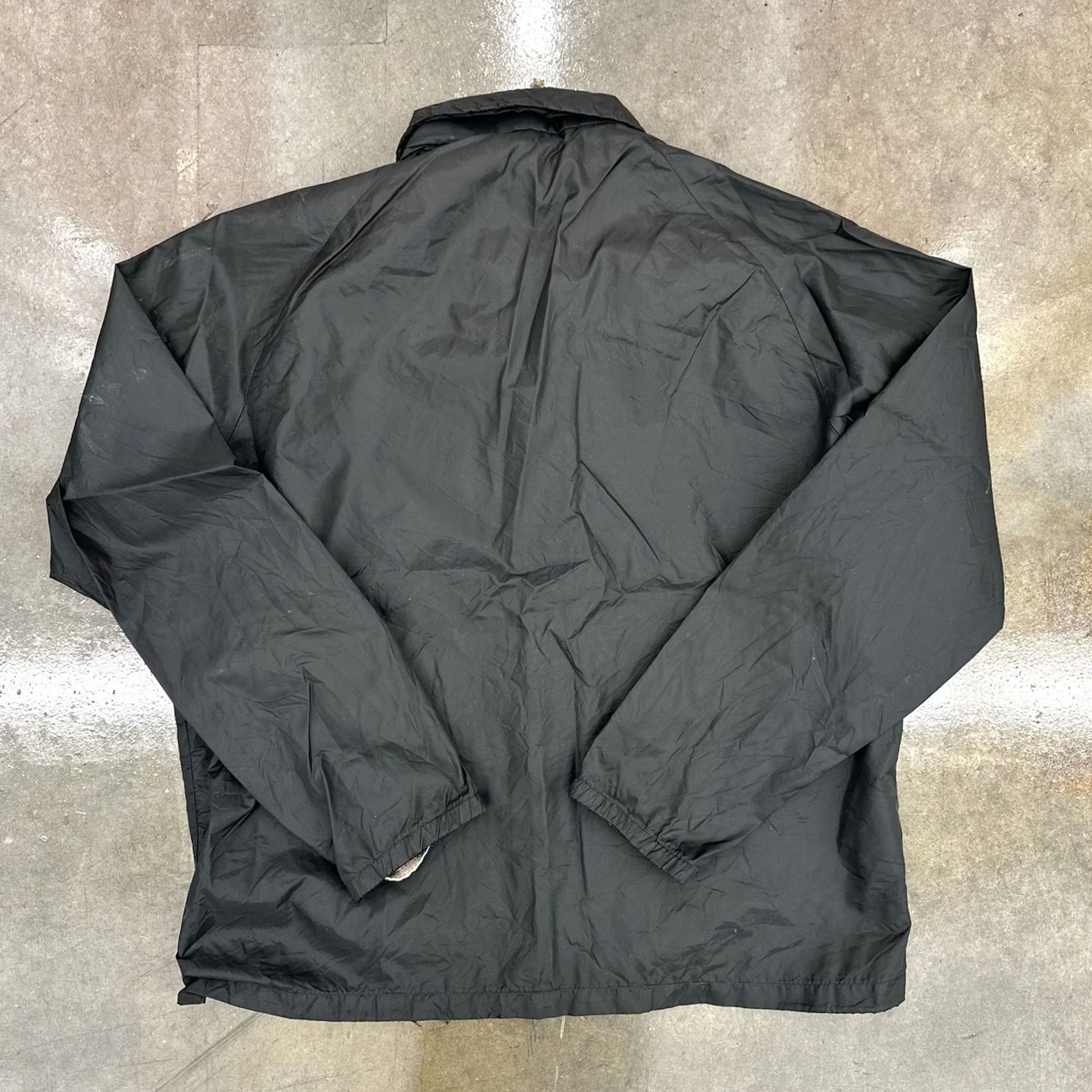 Vintage VINTAGE American Living Nylon Distressed Jacket Baseball L Black 70s Chain Stitched John Middle River Casual Mens Woman? Size US L / EU 52-54 / 3 - 8 Thumbnail