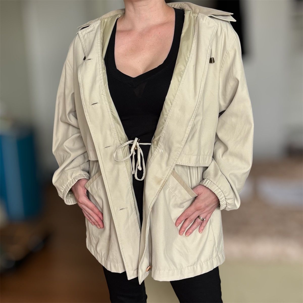 Vintage Carlo Briani Beige Hooded Coat Size L Size L / US 10 / IT 46 - 4 Thumbnail