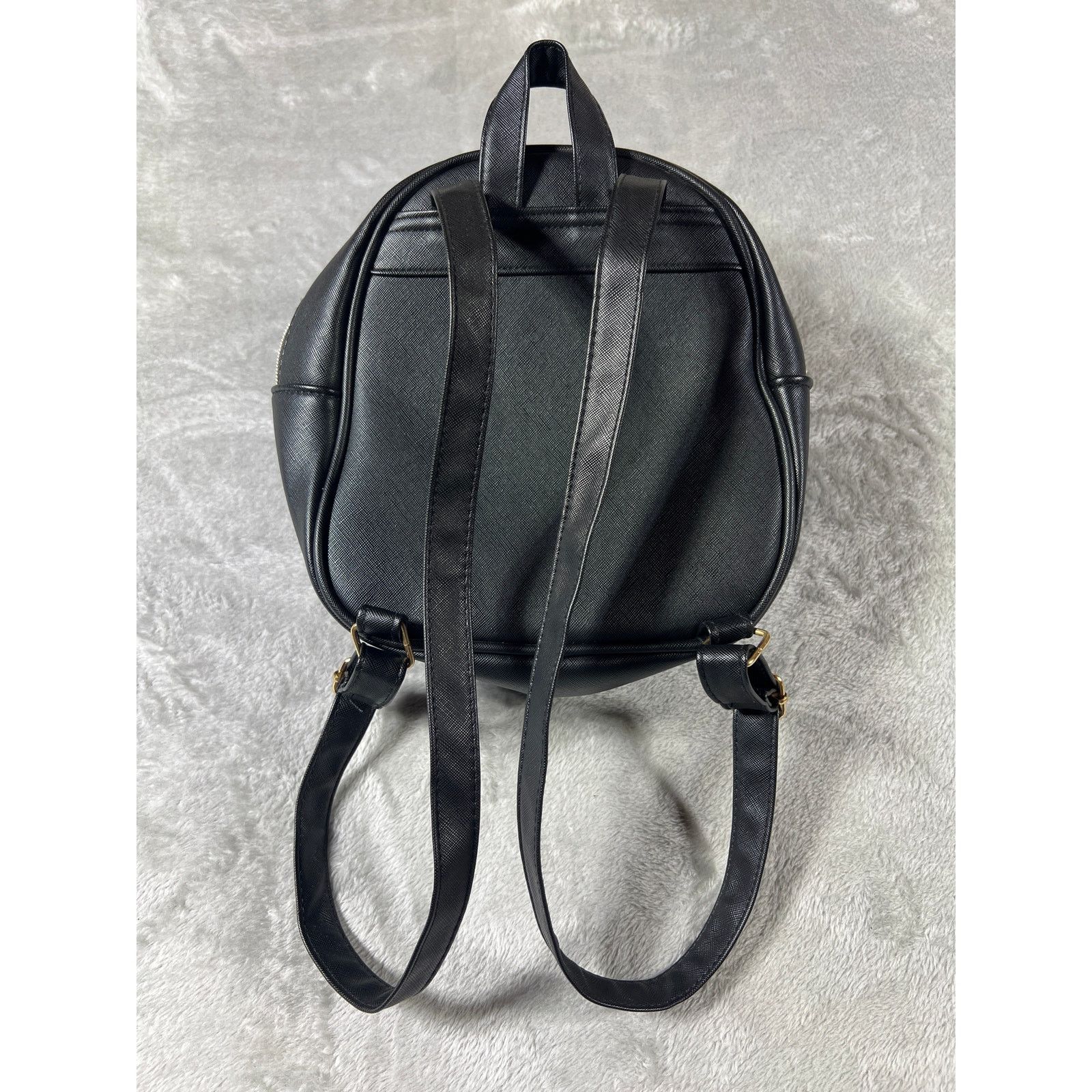 Other Y2K Coquette Black Gold Mini Backpack Faux Leather Street Size ONE SIZE - 4 Thumbnail