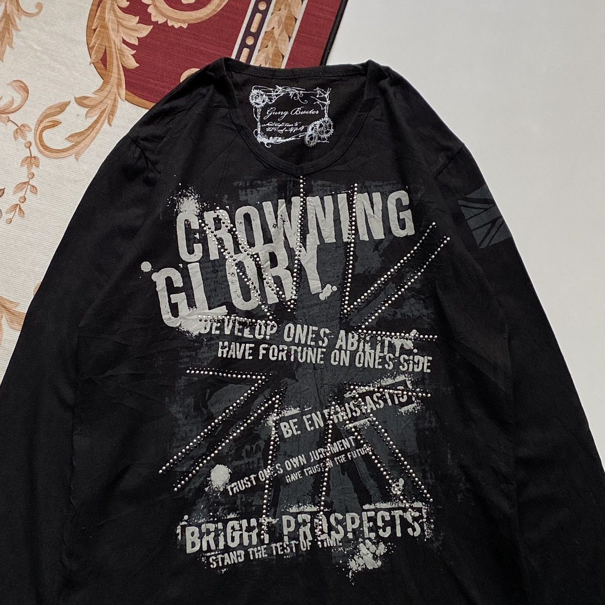 If Six Was Nine × Japanese Brand × Le Grande Bleu (L.G.B.) RARE❤️‍🔥 Japan gang buster poem rock studded flag longsleeve Size US M / EU 48-50 / 2 - 2 Thumbnail