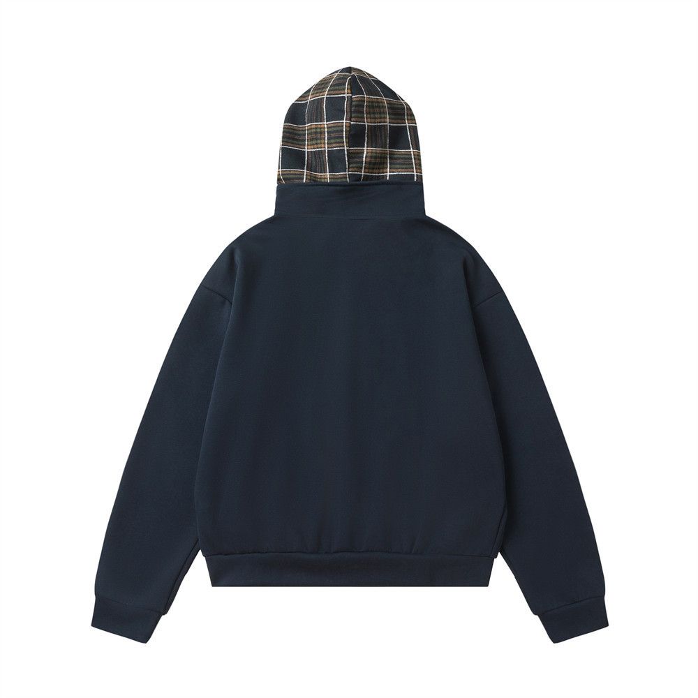 Vintage Men's loose zipper fake two-piece plaid hoodie Size US M / EU 48-50 / 2 - 2 Thumbnail