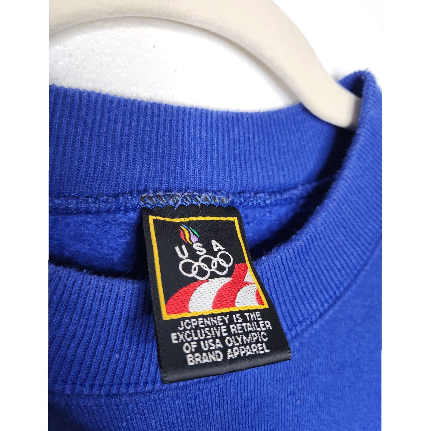 Vintage VINTAGE USA Olympics Sweatshirt Large L Unisex Adults Blue Pullover Crewneck 90s Spellout Logo Size US L / EU 52-54 / 3 - 4 Thumbnail
