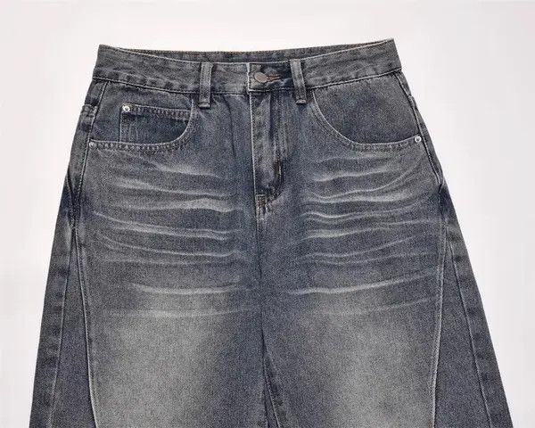 VIBE American retro washed distressed raw edge straight jeans Size US 32 / EU 48 - 3 Thumbnail