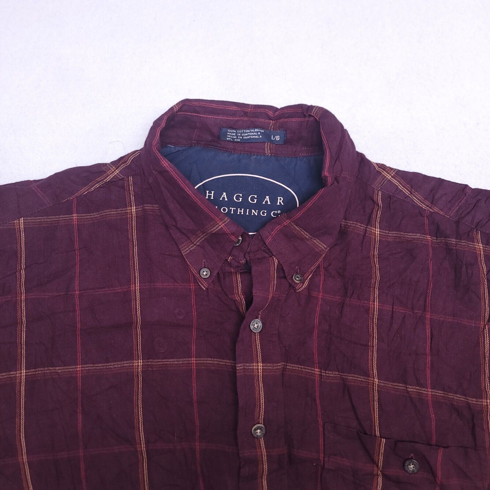 Haggar Haggar Windowpane Flannel Shirt Mens Size Large Maroon Brown Size US L / EU 52-54 / 3 - 1 Thumbnail