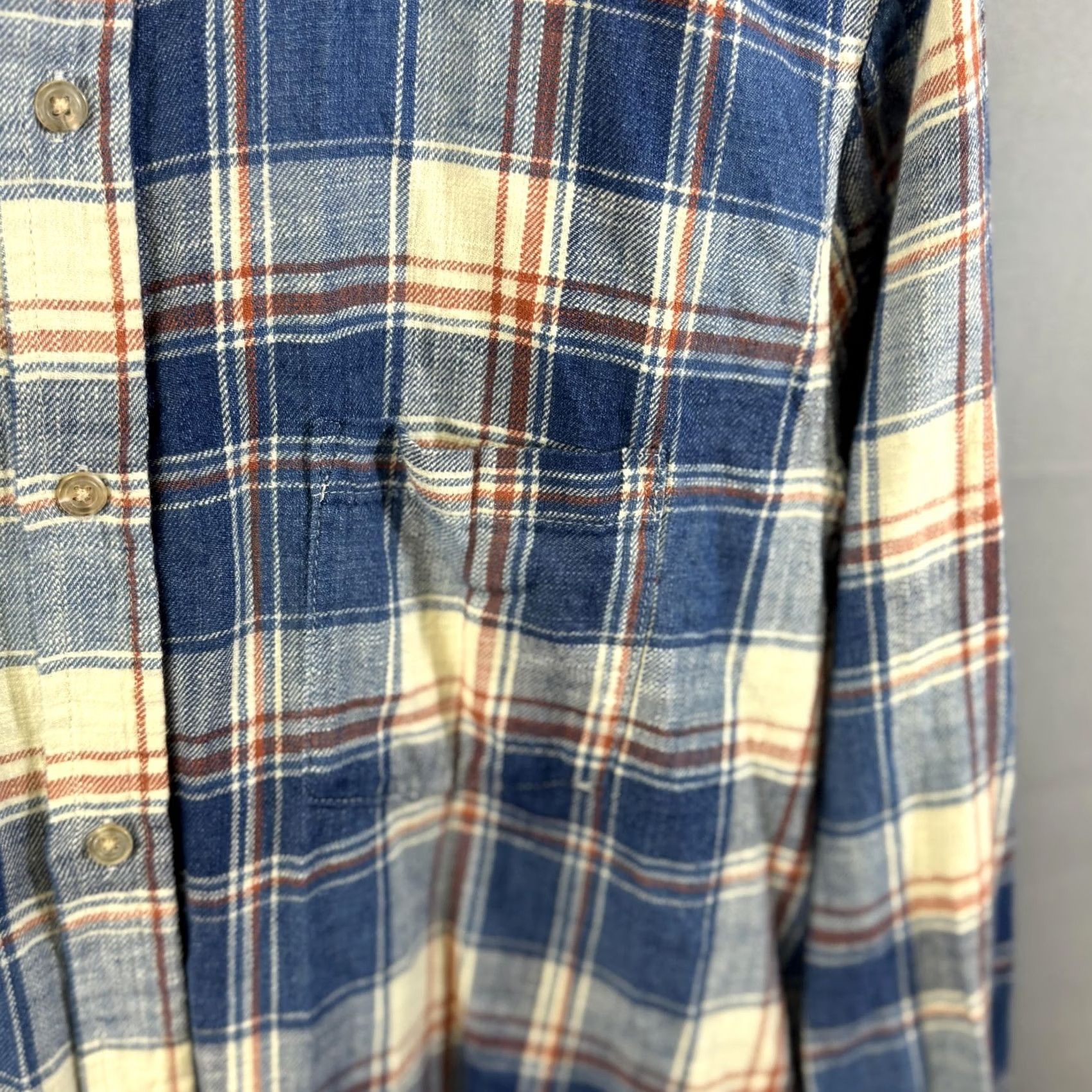 Marine Layer Marine Layer Shirt Mens Large Blue Plaid Button-Down Band Collar Long Sleeve Size US L / EU 52-54 / 3 - 3 Thumbnail
