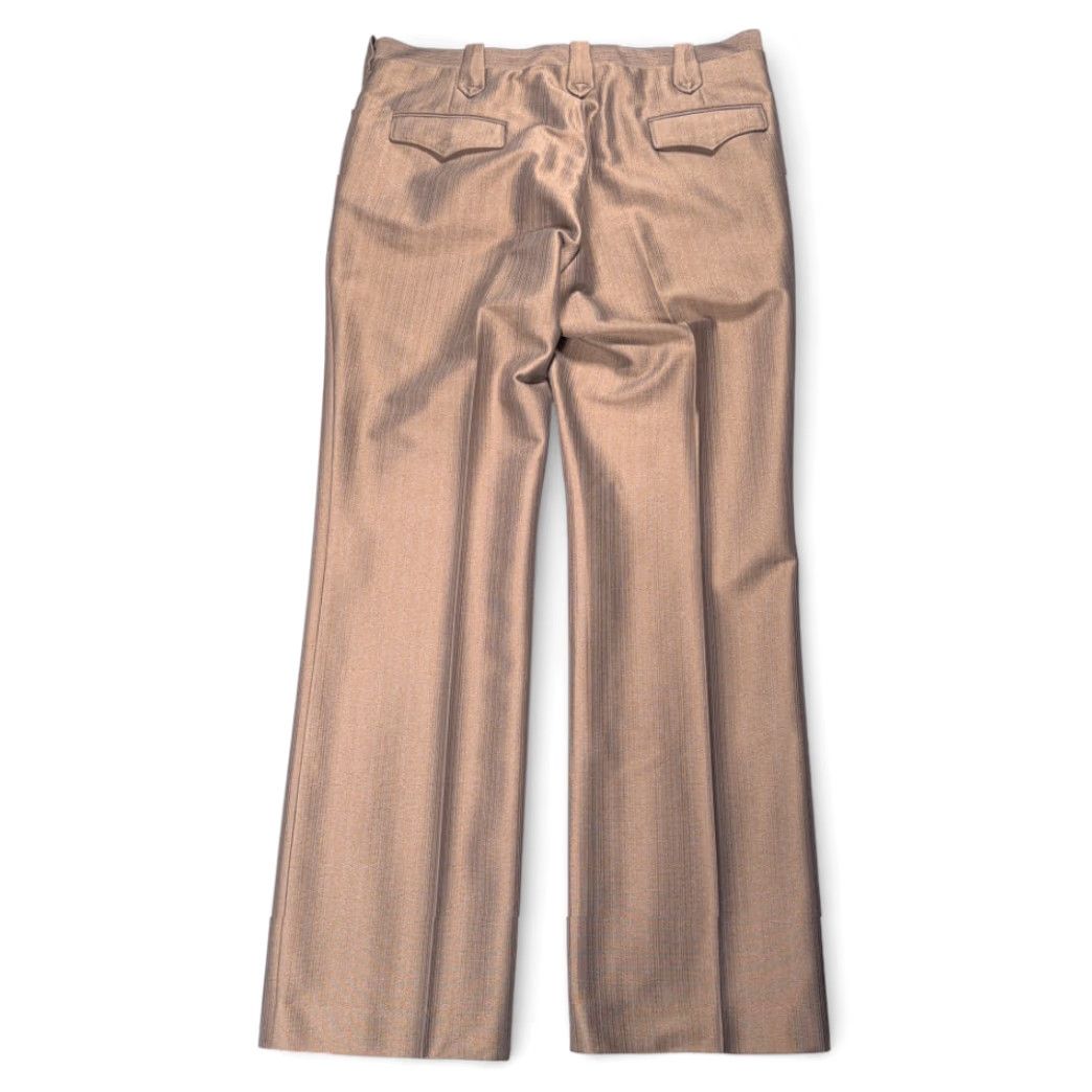 Vintage VINTAGE Circle S Pants Mens 36x33 Brown Gold Polyester Talon USA Made 70s Size US 36 / EU 52 - 2 Thumbnail