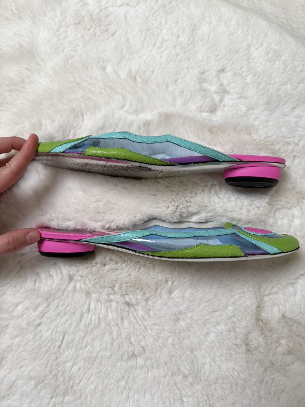 Emilio Pucci Emilio Pucci Psychedelic Flats Fuchsia Turquoise Mint Size US 9 / IT 39 - 5 Thumbnail
