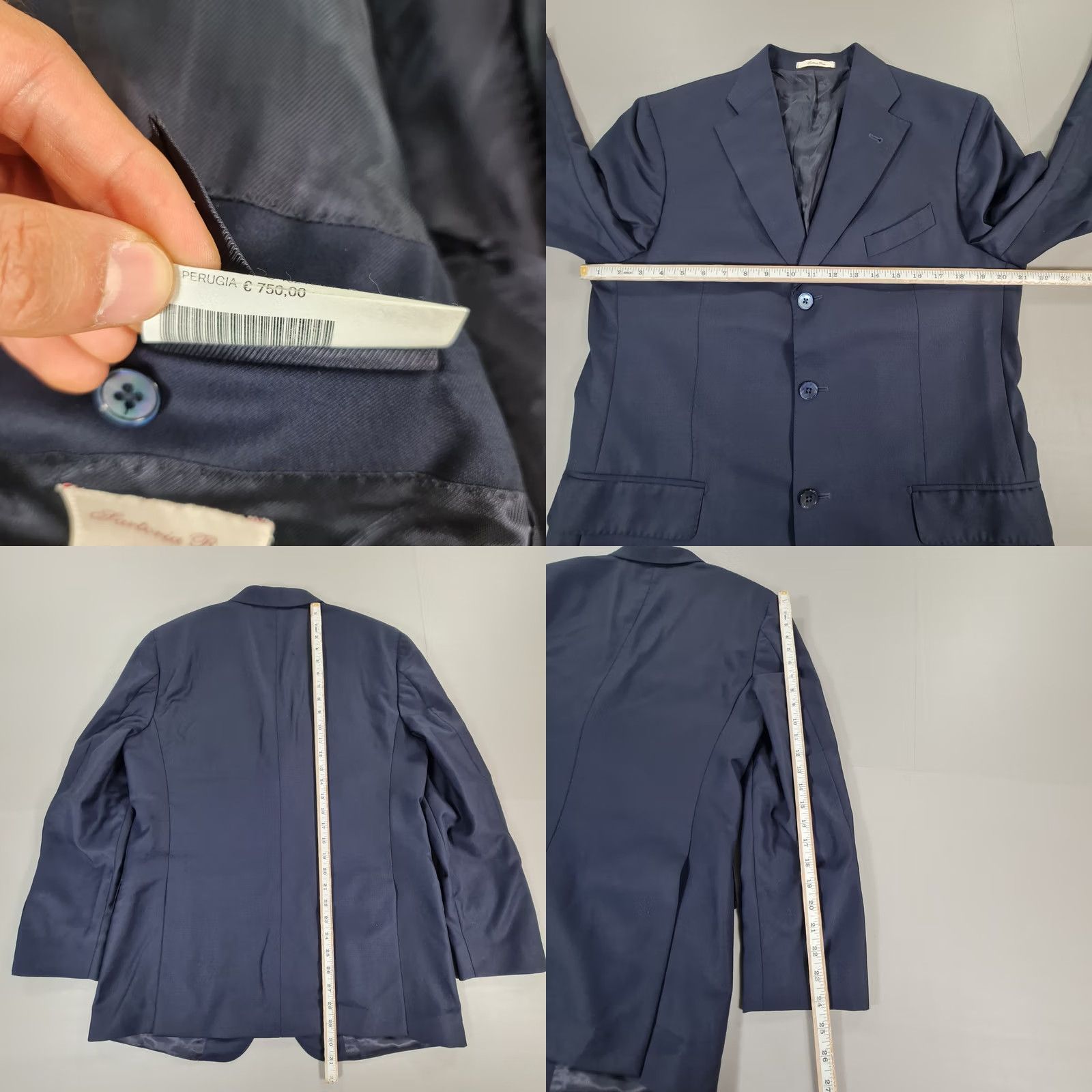Vintage Sartoria Rossi Mens Suit Jacket 40 R Navy Blue Wool Blazer Mens Size 40R - 8 Thumbnail