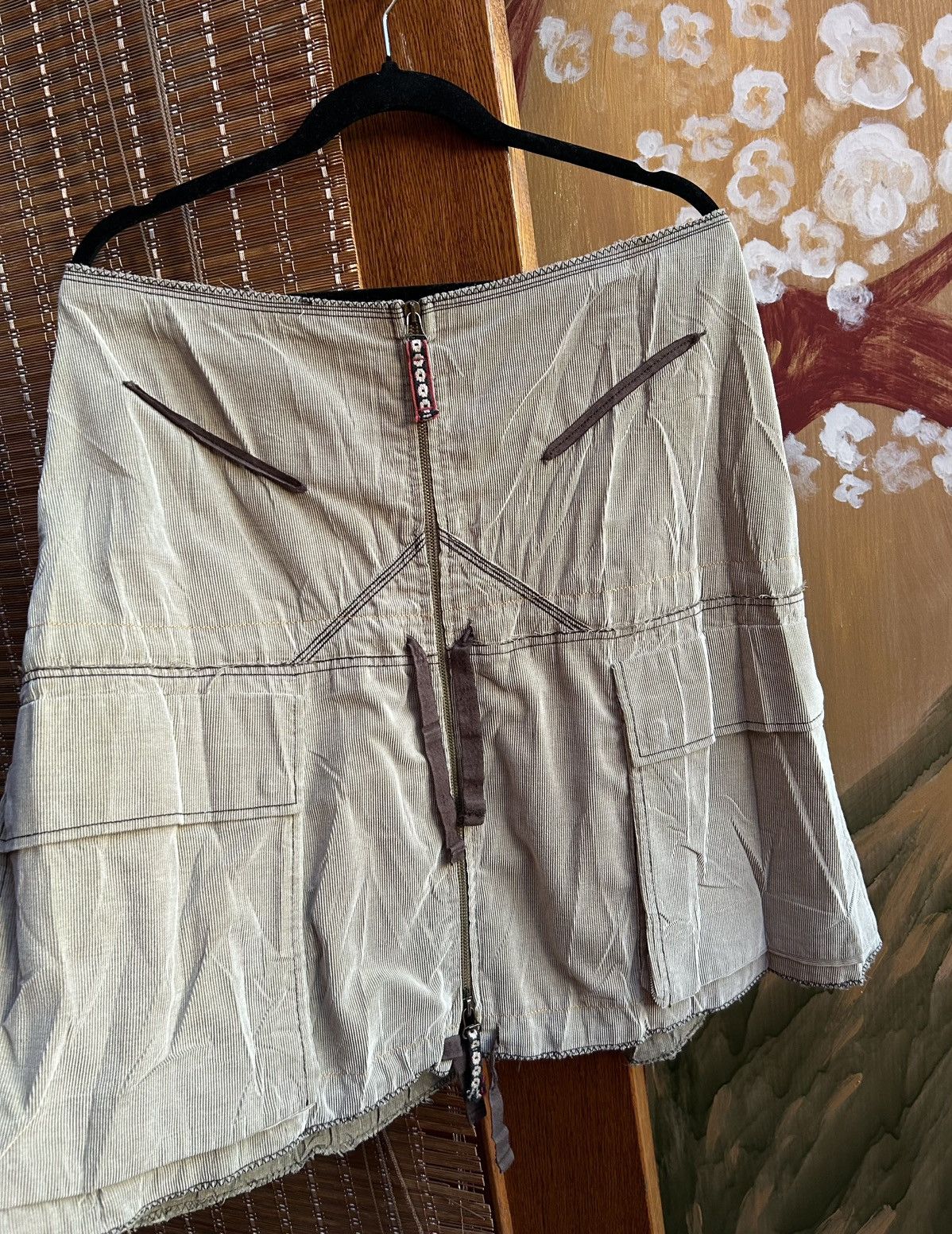Marithe + Francois Girbaud M+F Girbaud Cargo Utility Pinwale Corduroy Khaki Skirt Size 32" / US 10 / IT 46 - 3 Thumbnail