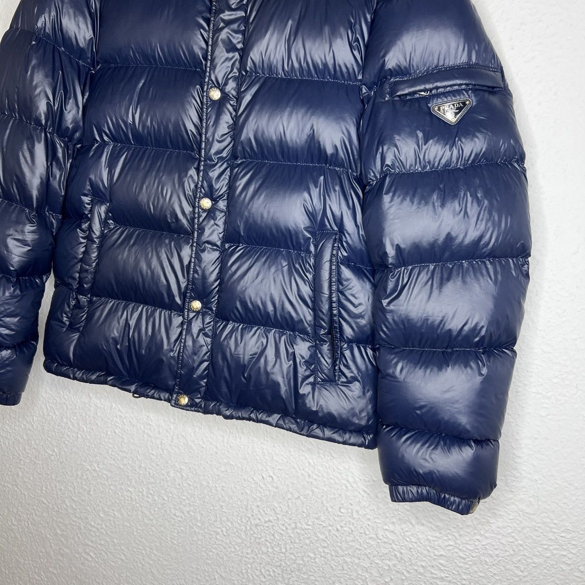 Prada Milano Puffer Down Jacket Re-Nylon Archive Rare Navy