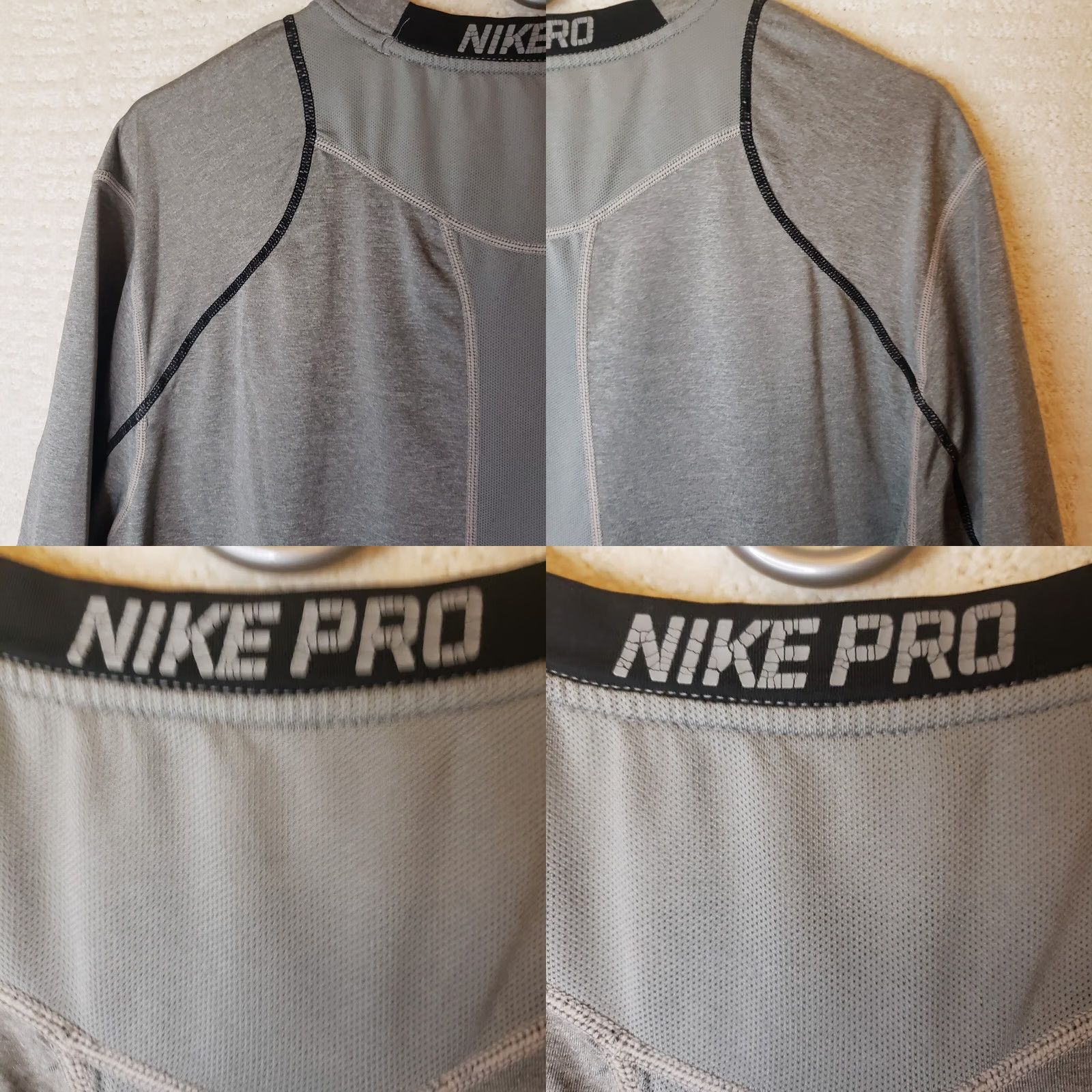 Nike Nike Pro Combat Dri-Fit Men’s Shirt XL Gray Black Short Sleeve Crew Neck Logo Swoosh Lightweight Moisture Wicking Athletic Shirt Size US XL / EU 56 / 4 - 9 Thumbnail