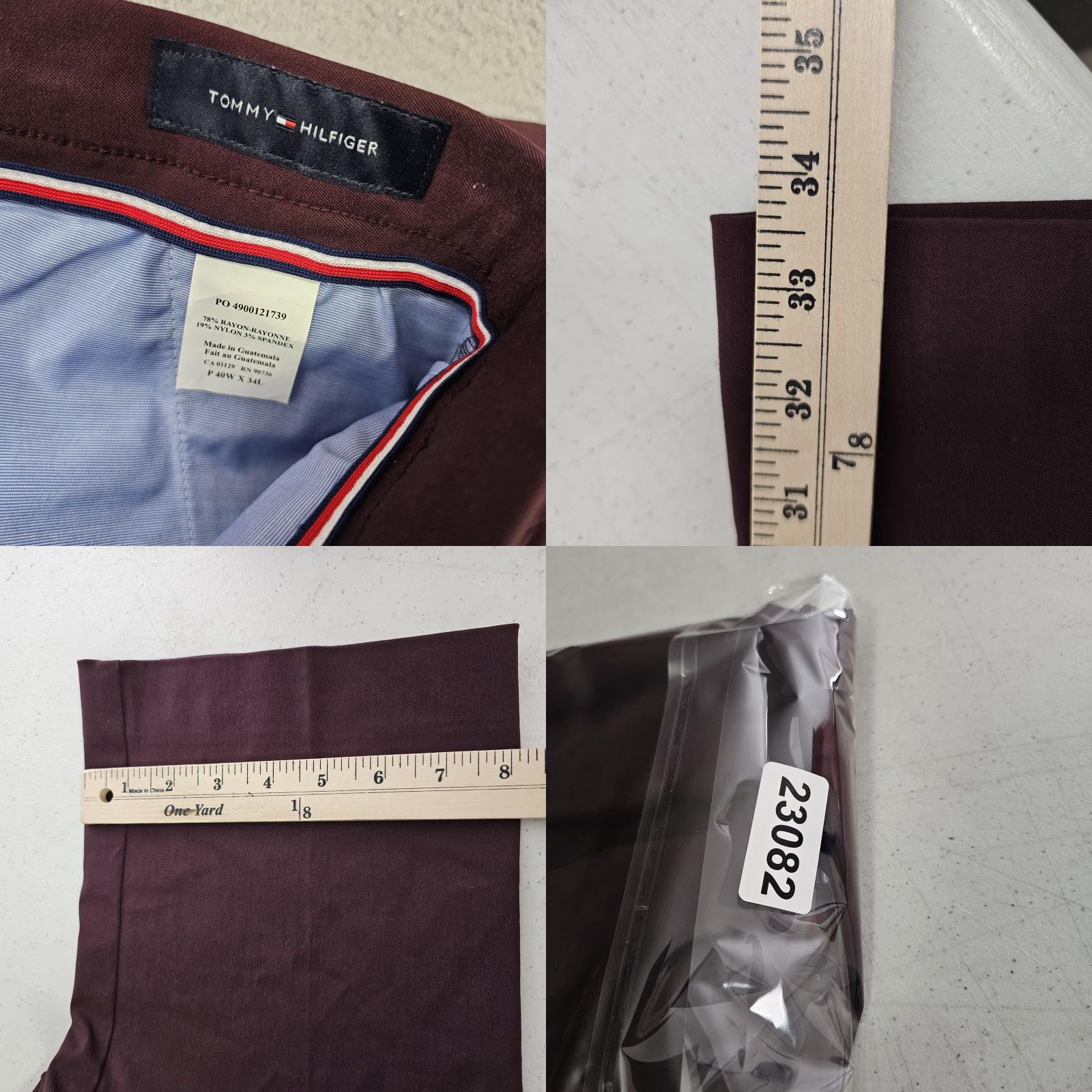 Tommy Hilfiger Tommy Hilfiger Pants Mens 40x34 Burgundy THFlex Tate Stretch Dress TTEAPH1A0151 Size US 40 / EU 56 - 9 Thumbnail