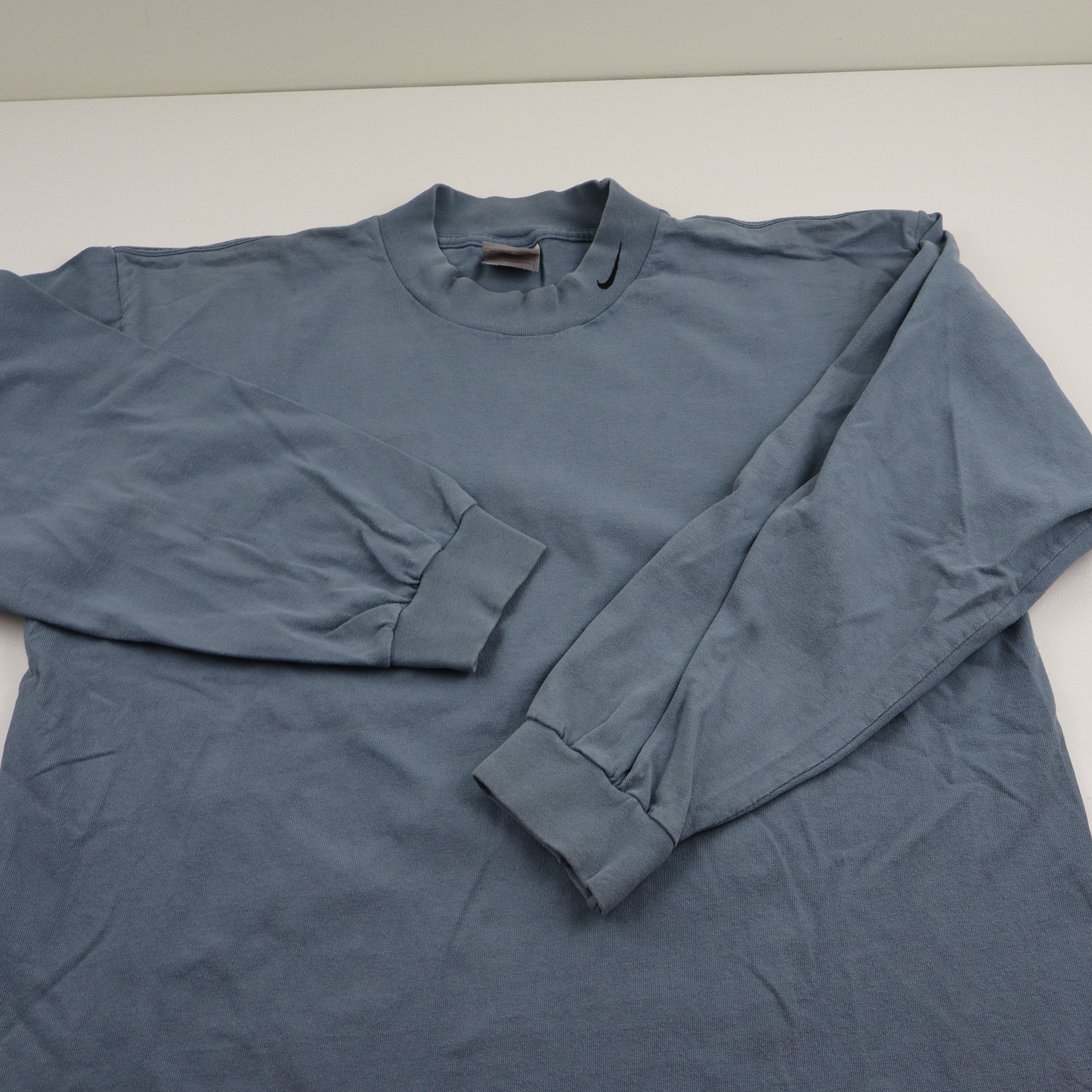 Nike × Vintage Vintage 90s Nike Mock Neck Mini Swoosh Long Sleeve T Shirt Size US XL / EU 56 / 4 - 2 Thumbnail