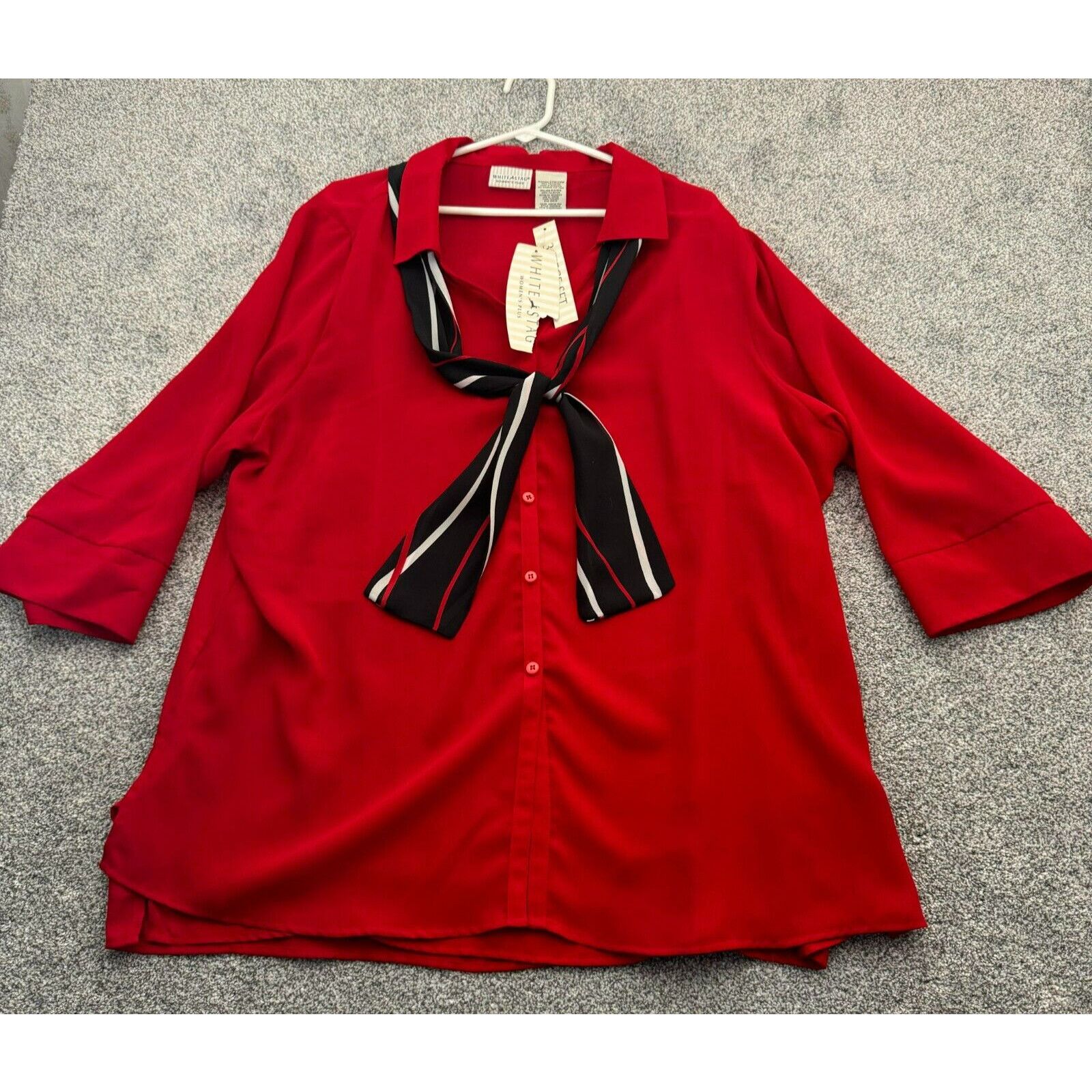 Other Vintage 90s 70s Blouse Necktie Scarf Womens Plus 22W/24W Size 4XL / US 24-26 - 1 Thumbnail