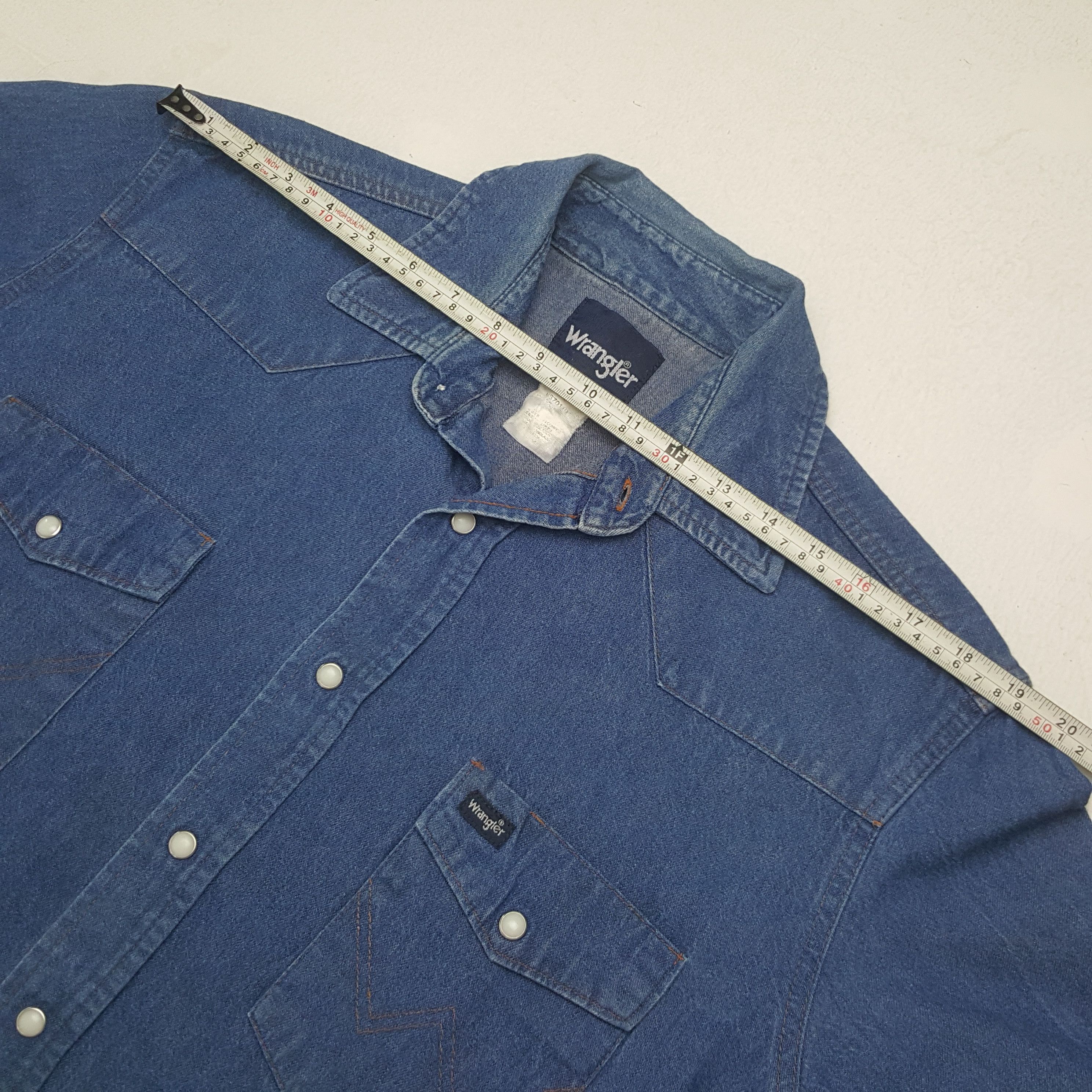 Vintage × Wrangler Vintage Wrangler American Denim Shirt Button Up Size US XL / EU 56 / 4 - 5 Thumbnail