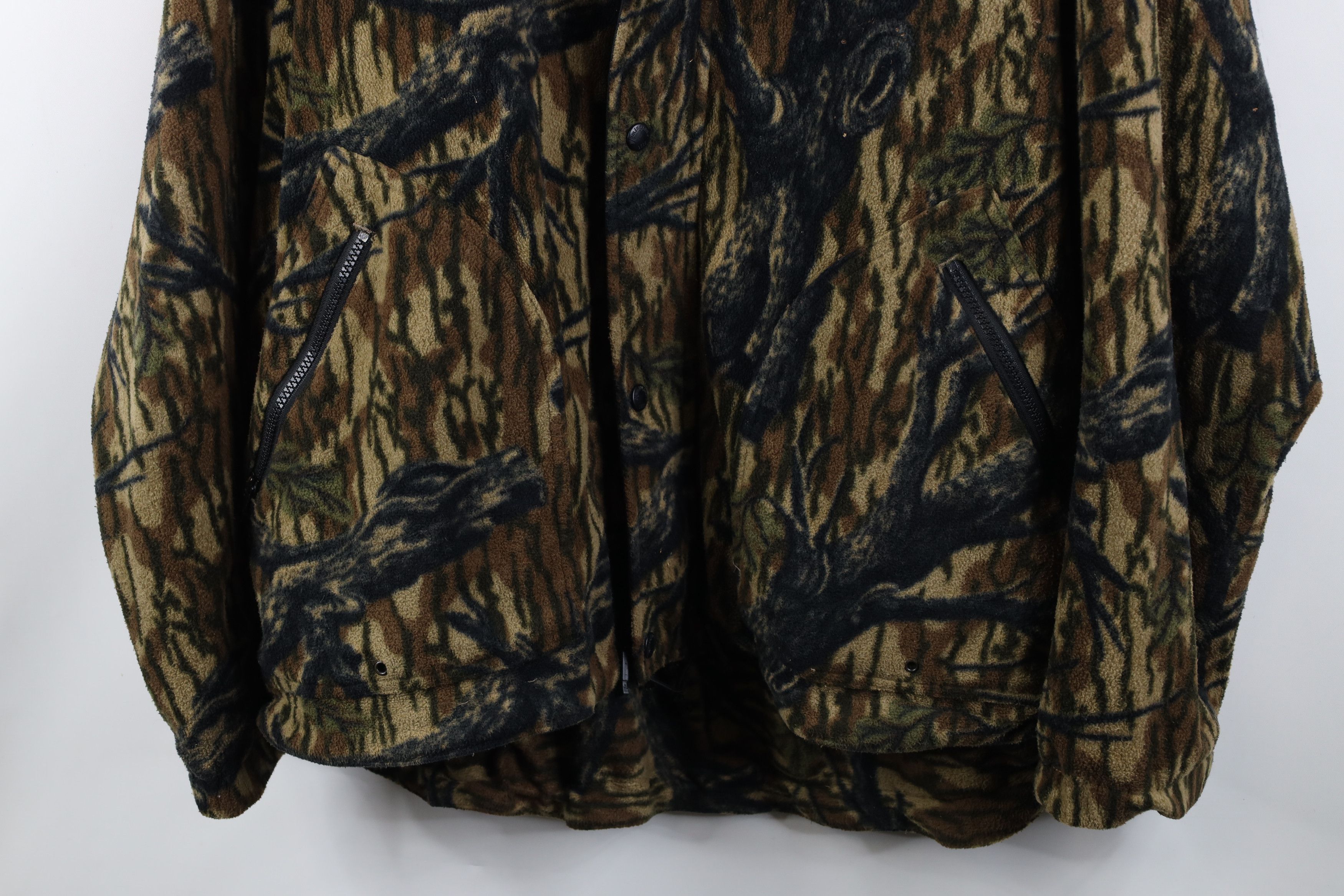 Vintage Vintage 90s Streetwear Camouflage Fleece Hooded Zip Jacket Size US XL / EU 56 / 4 - 3 Thumbnail