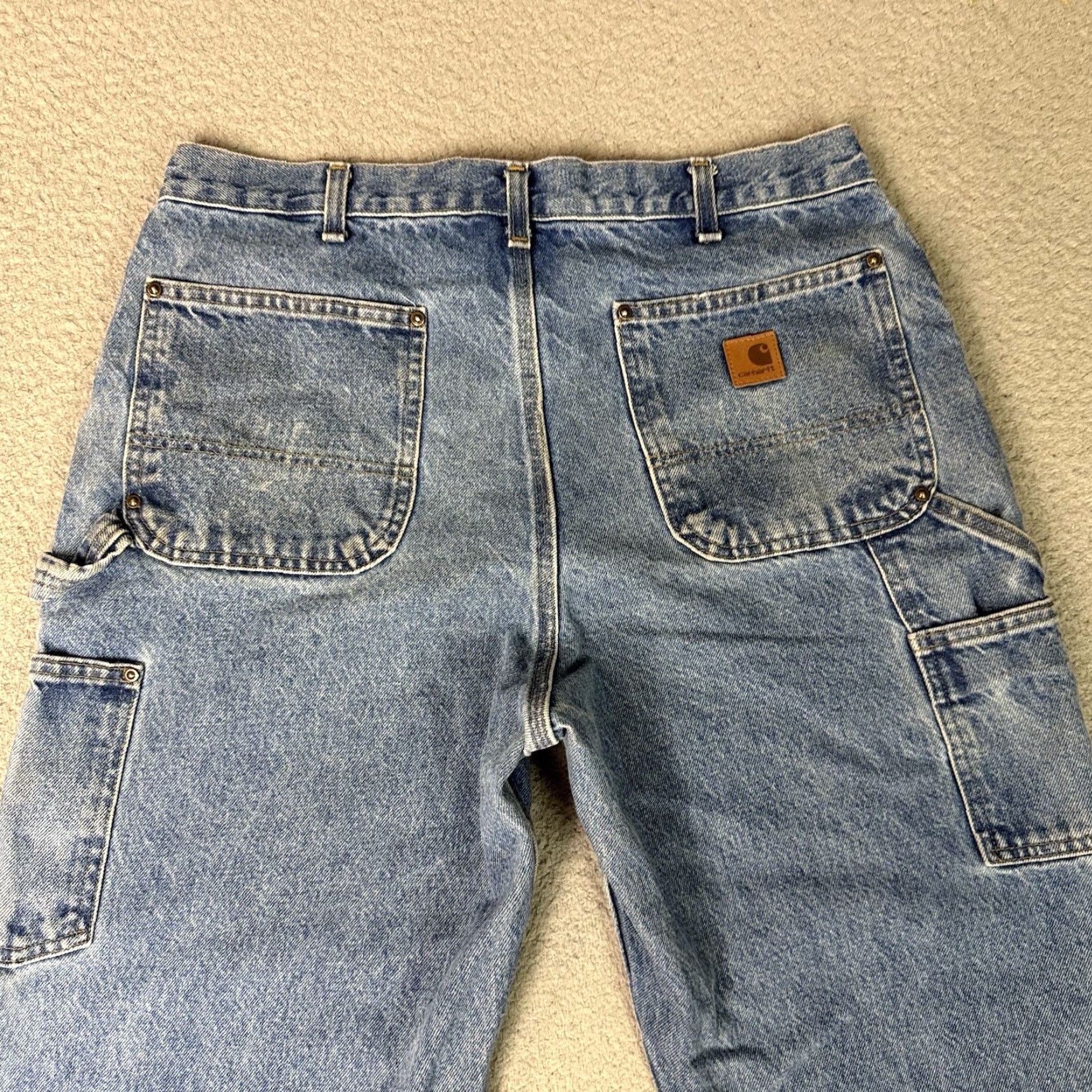 Carhartt Carhartt Jeans Mens 36x30 Blue Denim DST B13 Dungaree Workwear Distressed 5-Pocket Logo Mid Rise Relaxed Straight Size US 36 / EU 52 - 6 Thumbnail