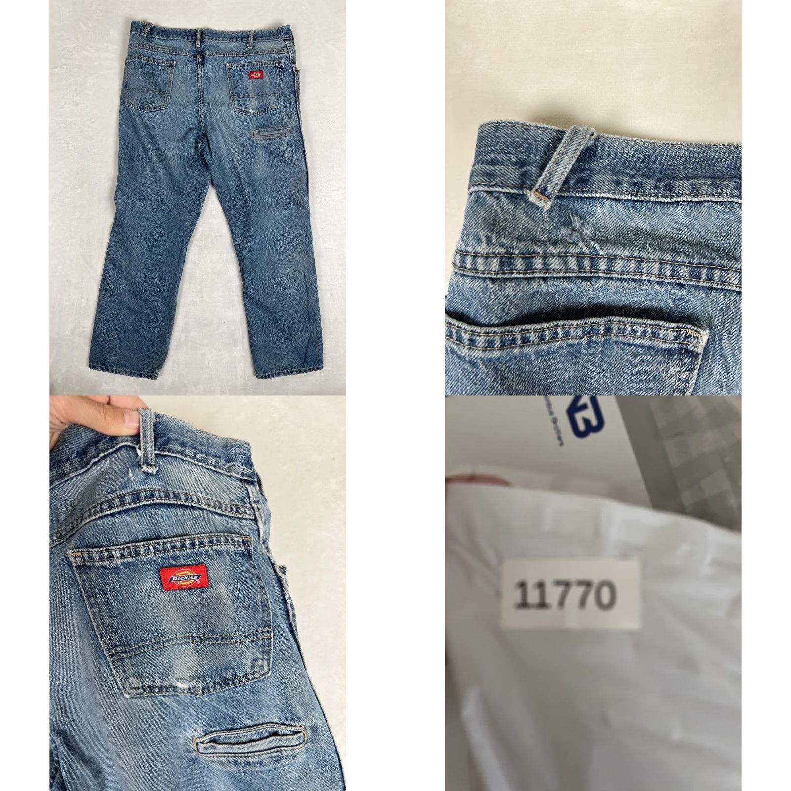 Dickies Dickies Jeans Mens 38x32 Blue Relaxed Straight Work Thrashed Denim Cotton Logo Pockets 32 Inseam Regular Fall Men Size US 38 / EU 54 - 8 Thumbnail