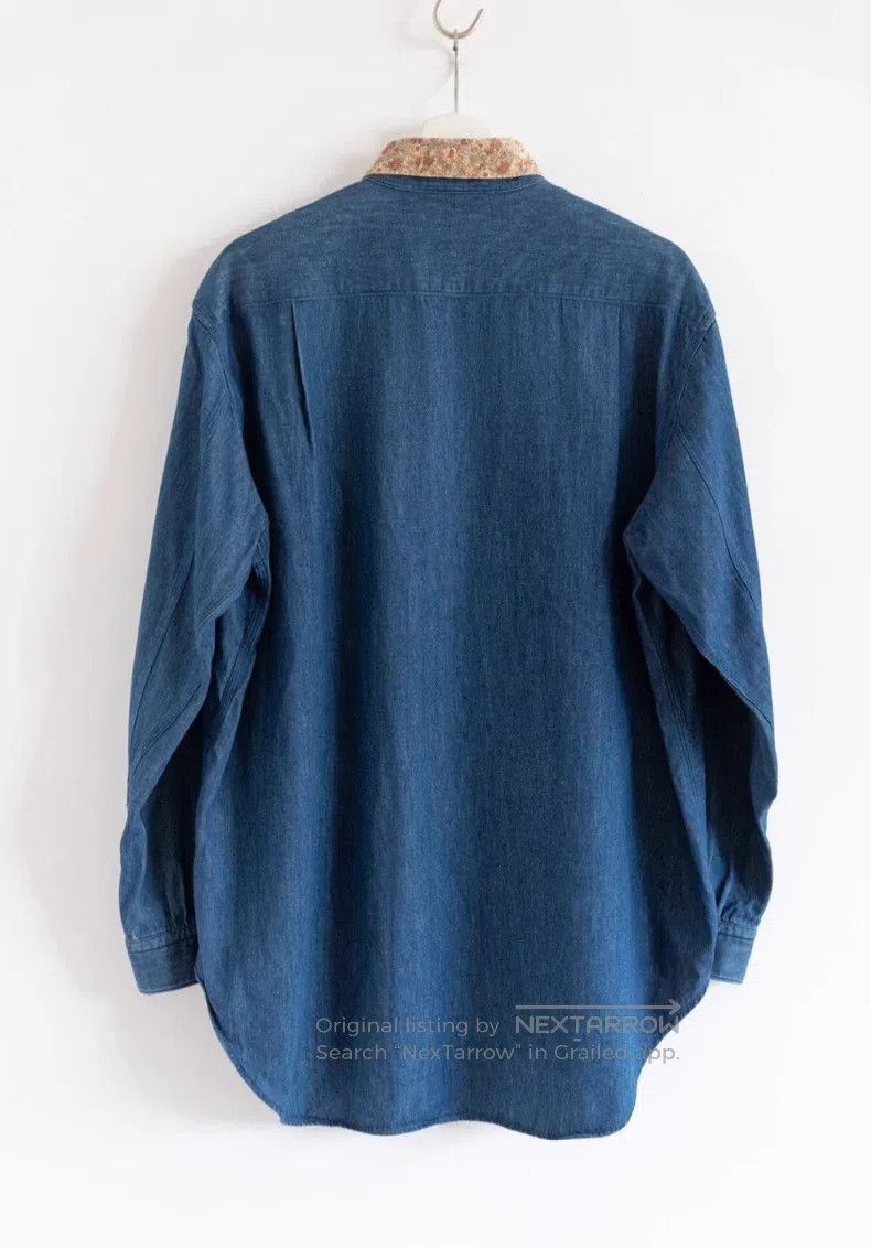 Yohji Yamamoto Yohji Yamamoto size os 90s Floral Neck Denim Shirt Size US M / EU 48-50 / 2 - 2 Thumbnail