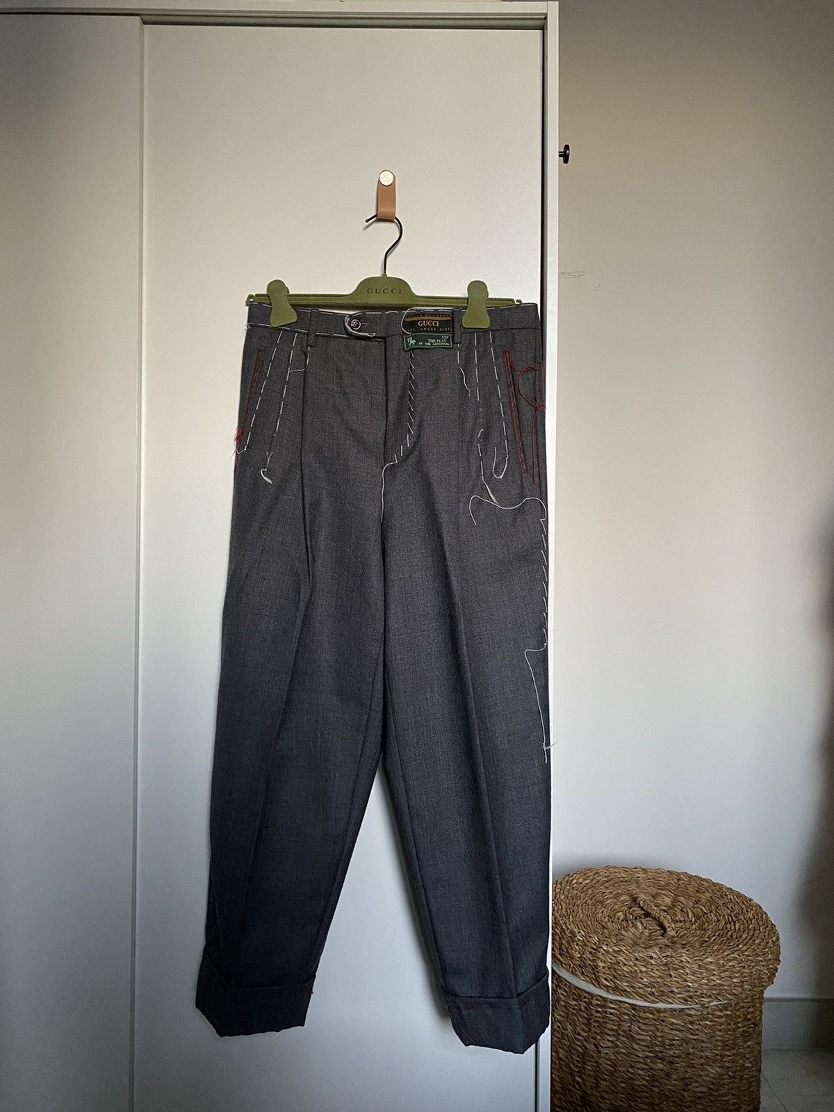 image of Gucci Fw2019 Stitching Trousers Runway in Grey, Men's (Size 30)