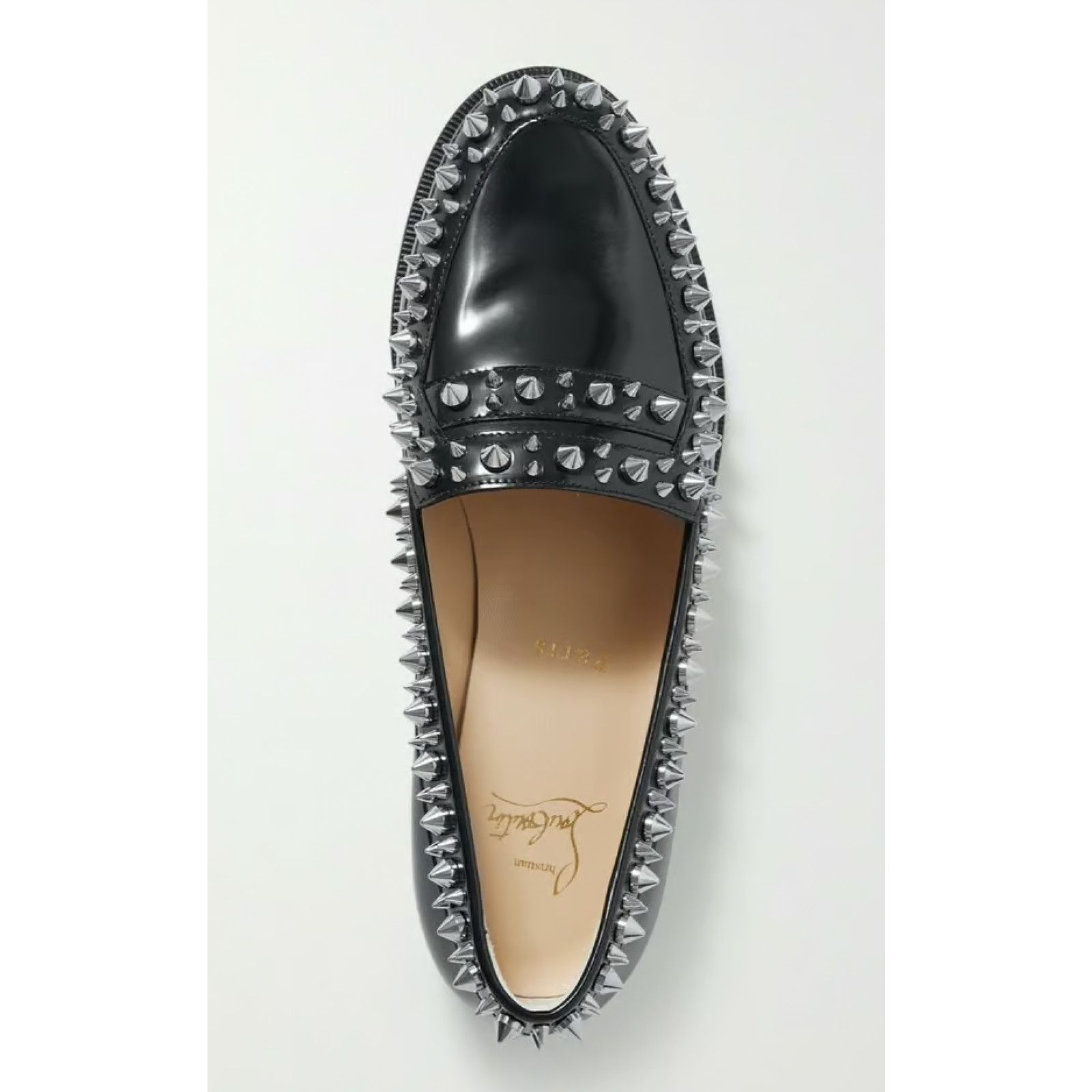 Christian Louboutin Mattia Spikes Donna Flat Black Calf Leather Slip Loafer 36.5 Size US 6 / IT 36 - 5 Thumbnail