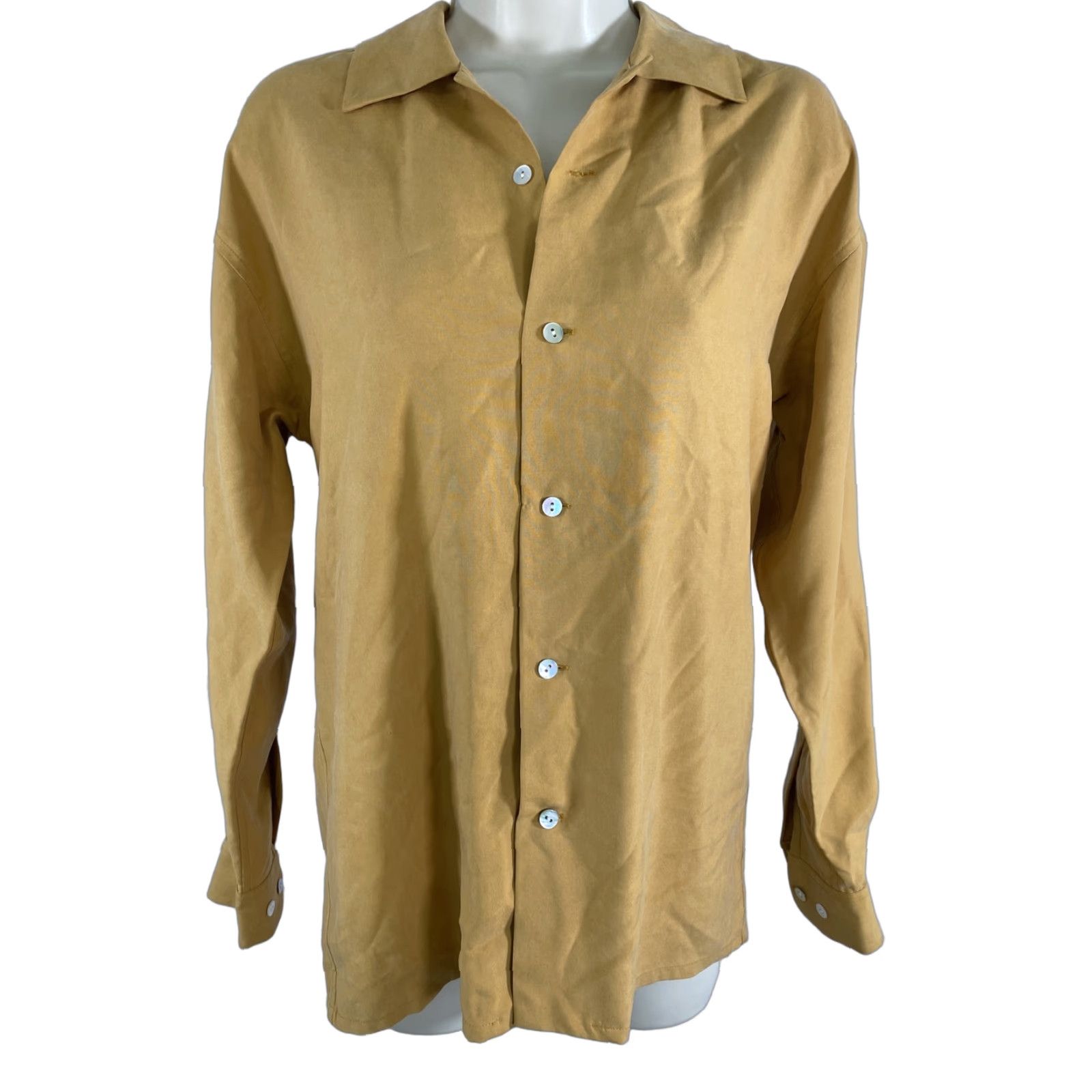 Vintage Harold’s Silk Button-Up Blouse Long Sleeve Yellow P Petite VTG Shell 100% Silk Women’s P Size S / US 4 / IT 40 - 1 Thumbnail