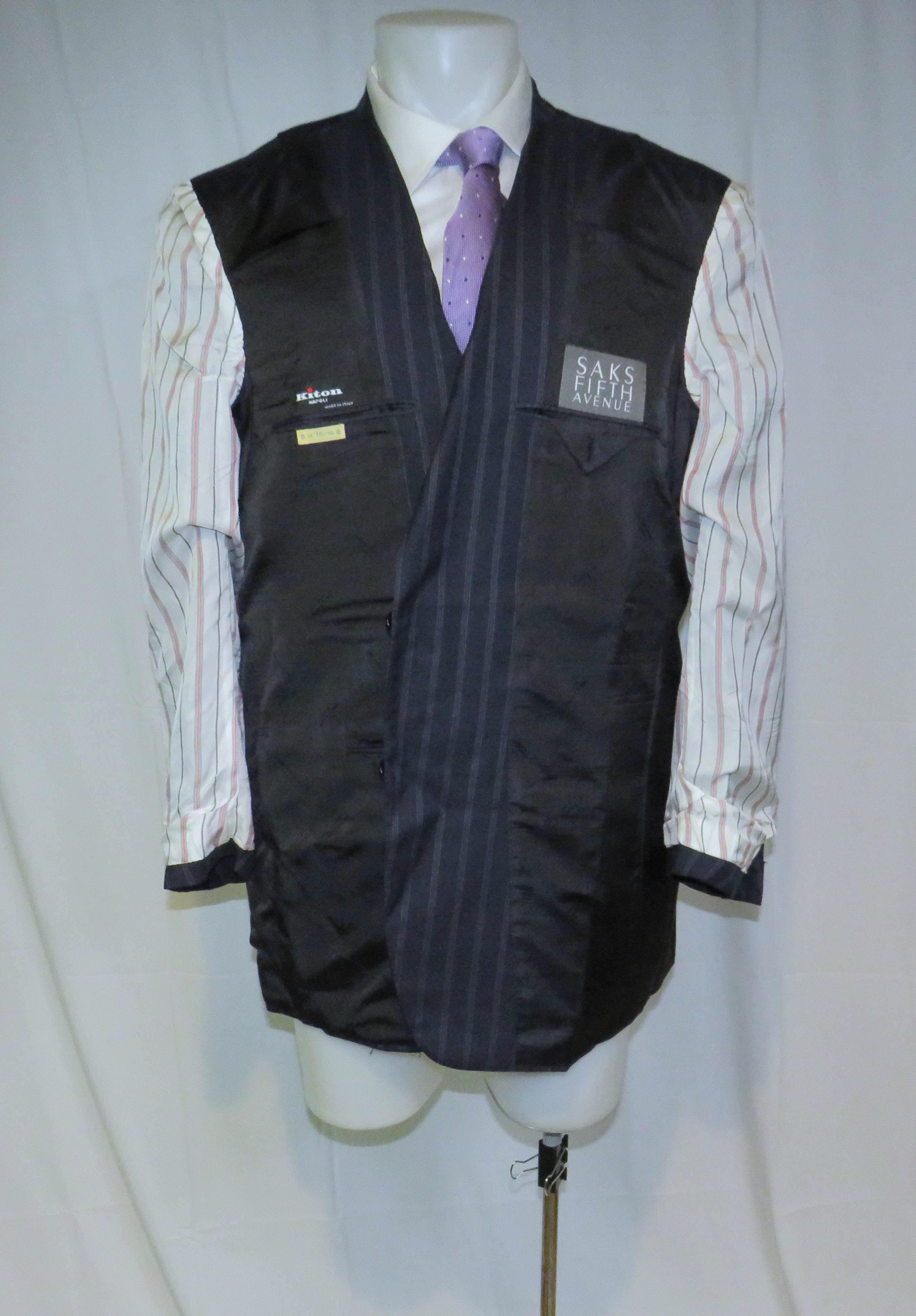 Kiton 14 Micron Super 180 Blanc Blue Striped Two Button Suit 48L Size 48L - 13 Thumbnail