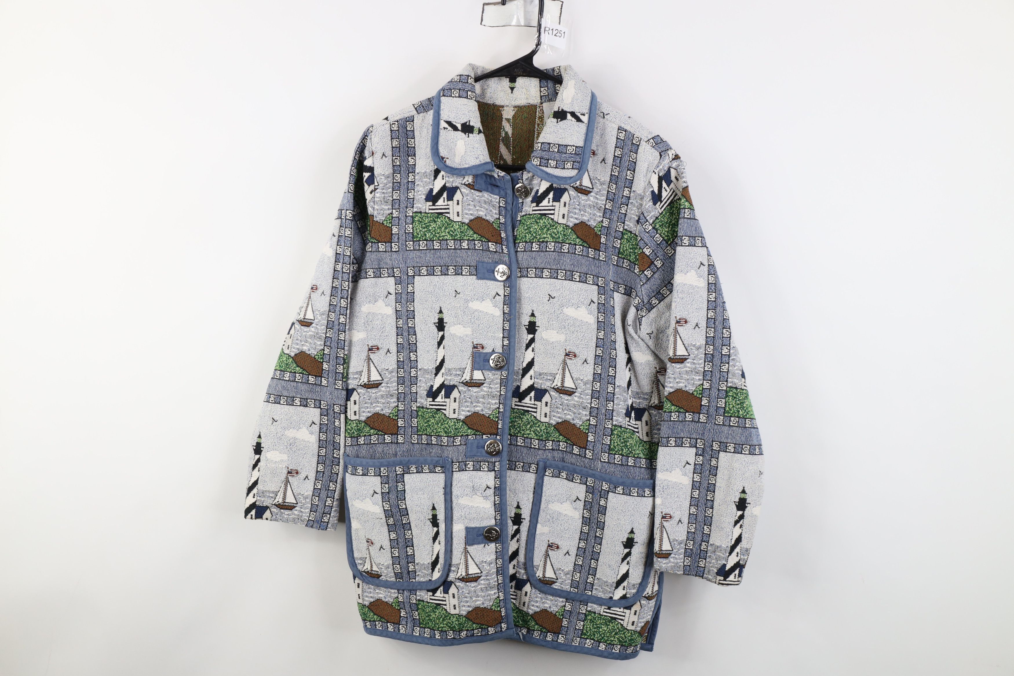 Vintage Vintage 90s Streetwear Lighthouse Needlepoint Jacket Size M / US 6-8 / IT 42-44 - 1 Thumbnail