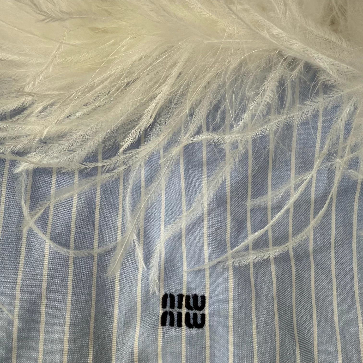 Miu Miu MIU MIU women's sky blue stripe ostrich feather cami Size XS / US 0-2 / IT 36-38 - 3 Thumbnail