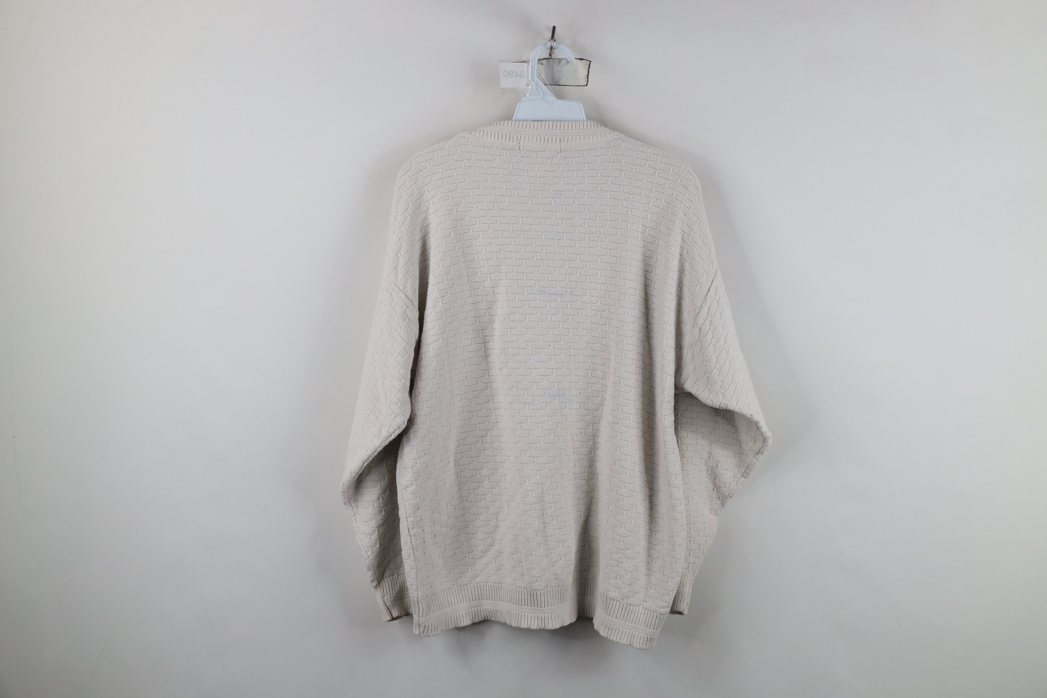 Vintage Vintage 90s Streetwear Cotton Knit Sweater Light Gray USA Size US M / EU 48-50 / 2 - 11 Thumbnail