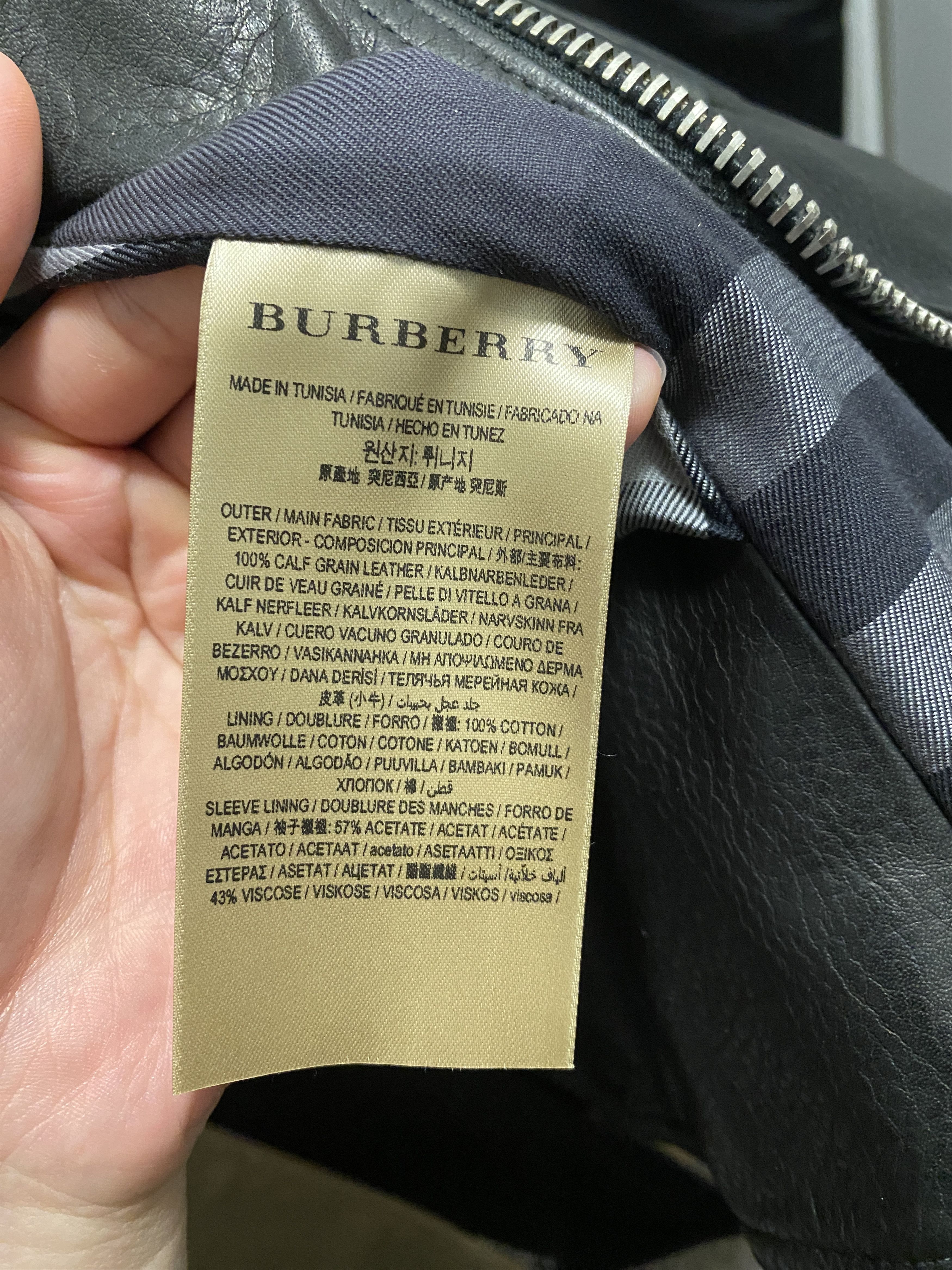 Burberry Iconic Leather Biker in grained calfskin sz 46 new with tag Size US S / EU 44-46 / 1 - 9 Thumbnail
