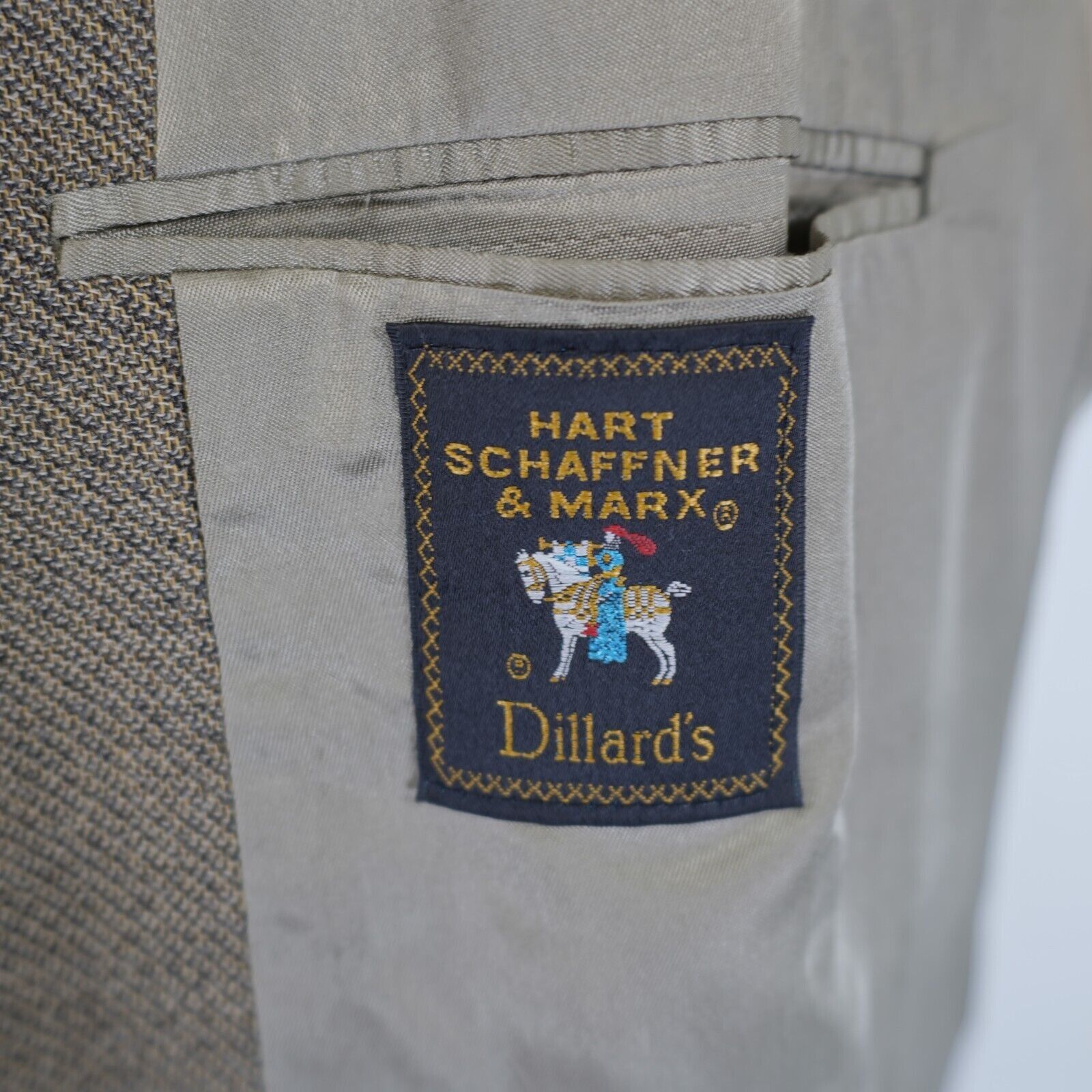 Hart Schaffner Marx Hart Schaffner Marx Tweed Wool Gray Tan Weave Sport Coat 44L Size 44L - 10 Thumbnail