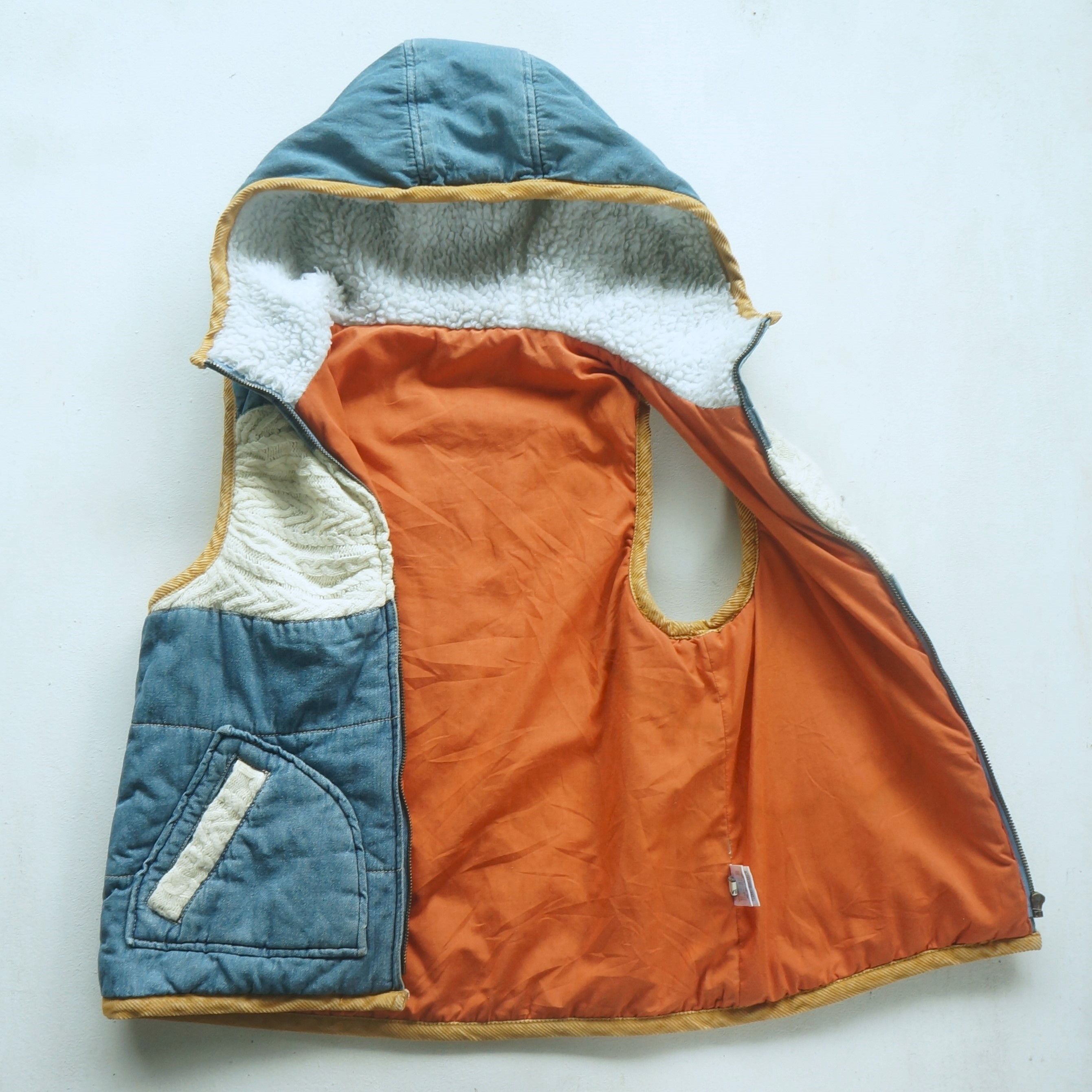 Japanese Brand Olive Des Olive Denim & Knit Hooded Vest Size S / US 4 / IT 40 - 5 Thumbnail