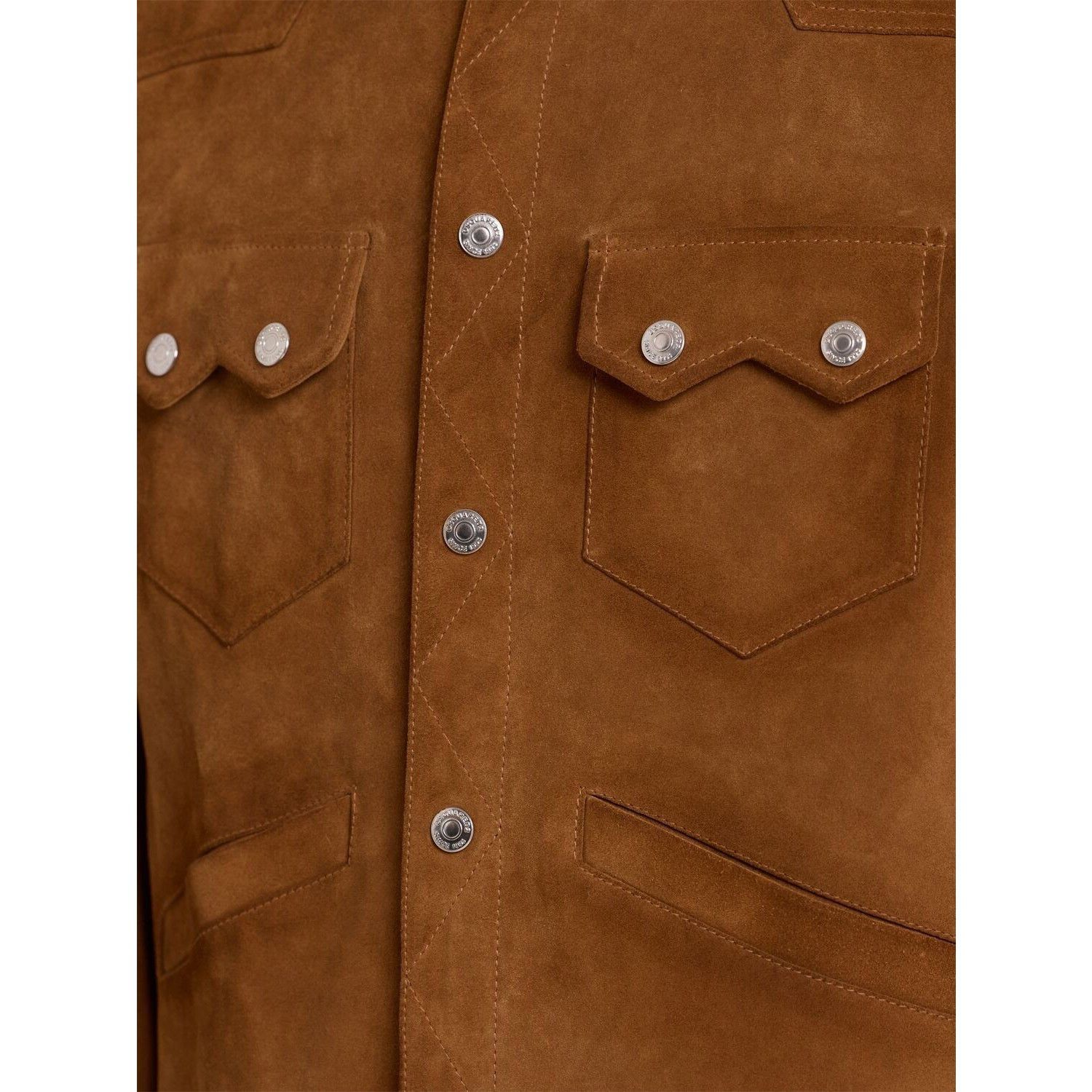 Dsquared2 DSQUARED2 Cognac Boxy Suede Shirt Jacket New & Authentic (Me Size US XL / EU 56 / 4 - 2 Thumbnail