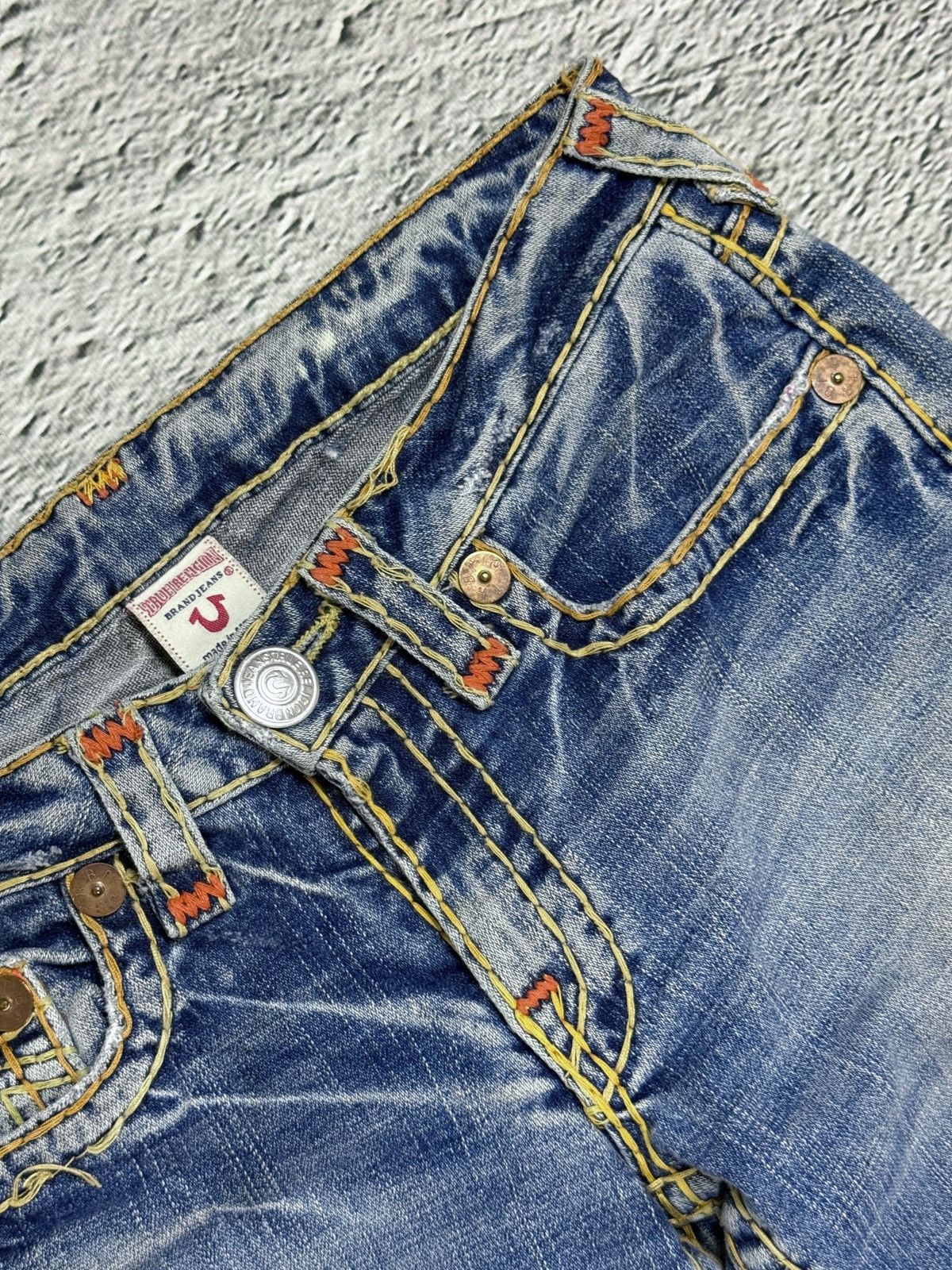 True Religion True Religion Vintage Bootcut Johnny Blue Gold Stitching Size 30" / US 8 / IT 44 - 9 Thumbnail