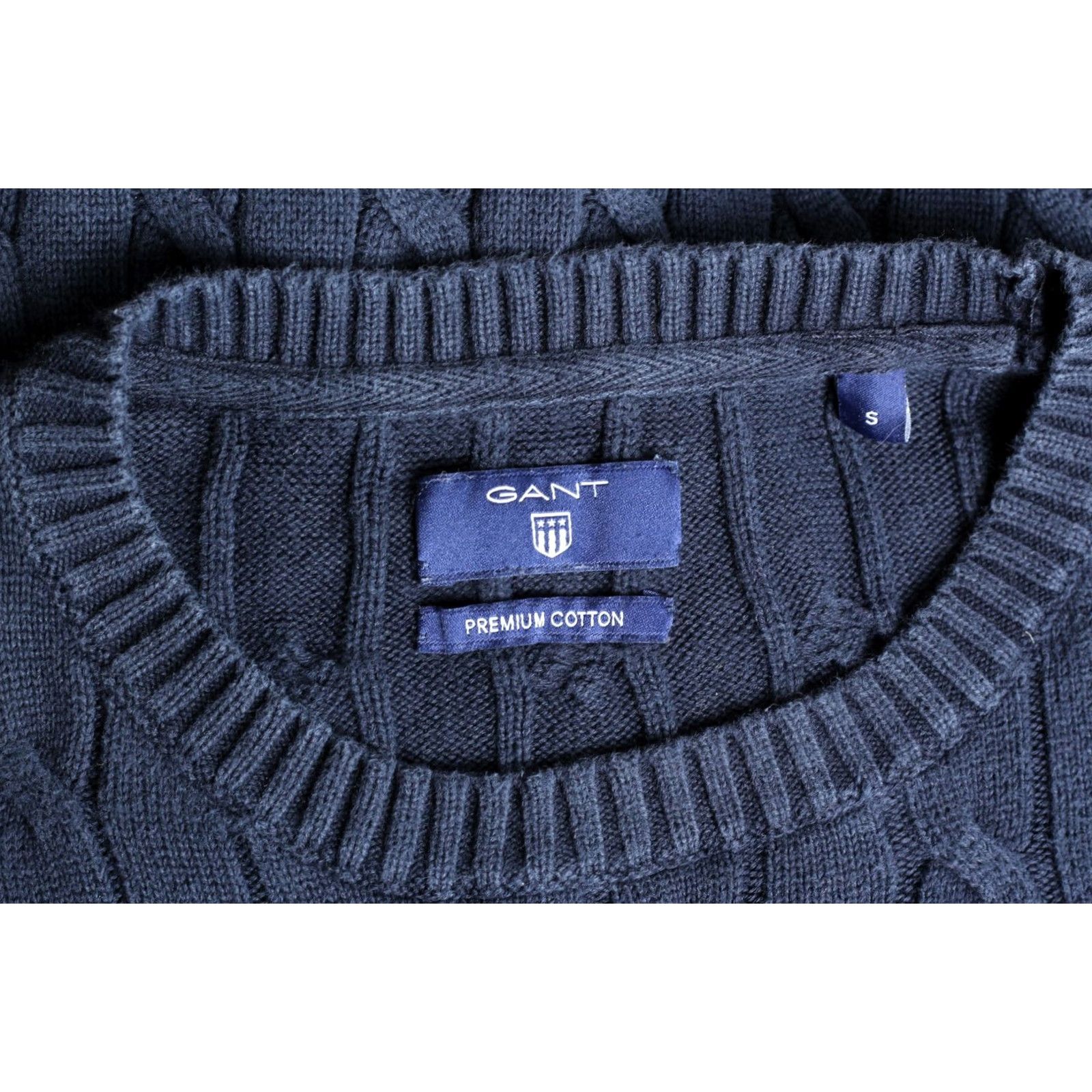 Gant GANT Jumper Sweater Men Size S Cotton Crew Neck VR0458 blue Cable Knit Size US S / EU 44-46 / 1 - 5 Thumbnail