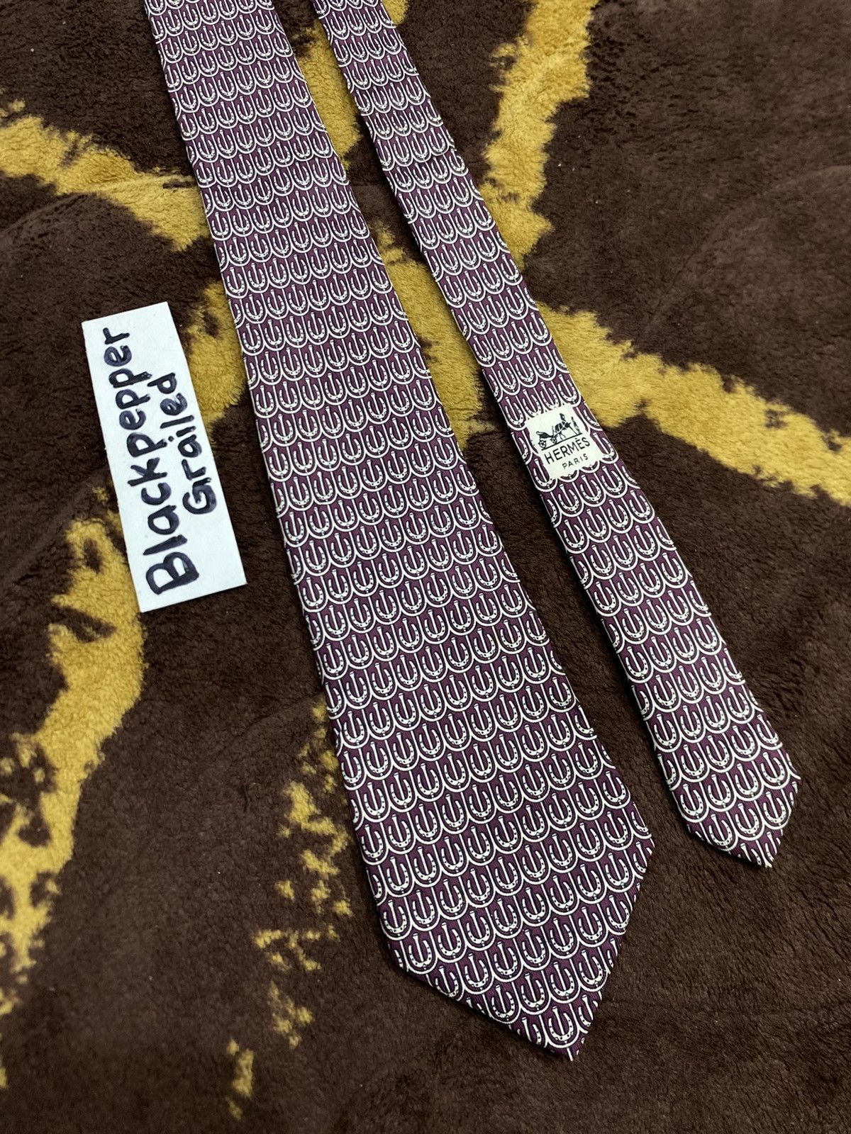 Hermes Luxury❤️‍🔥 Hermes Paris Full Print Silk Tie France Size ONE SIZE - 1 Thumbnail